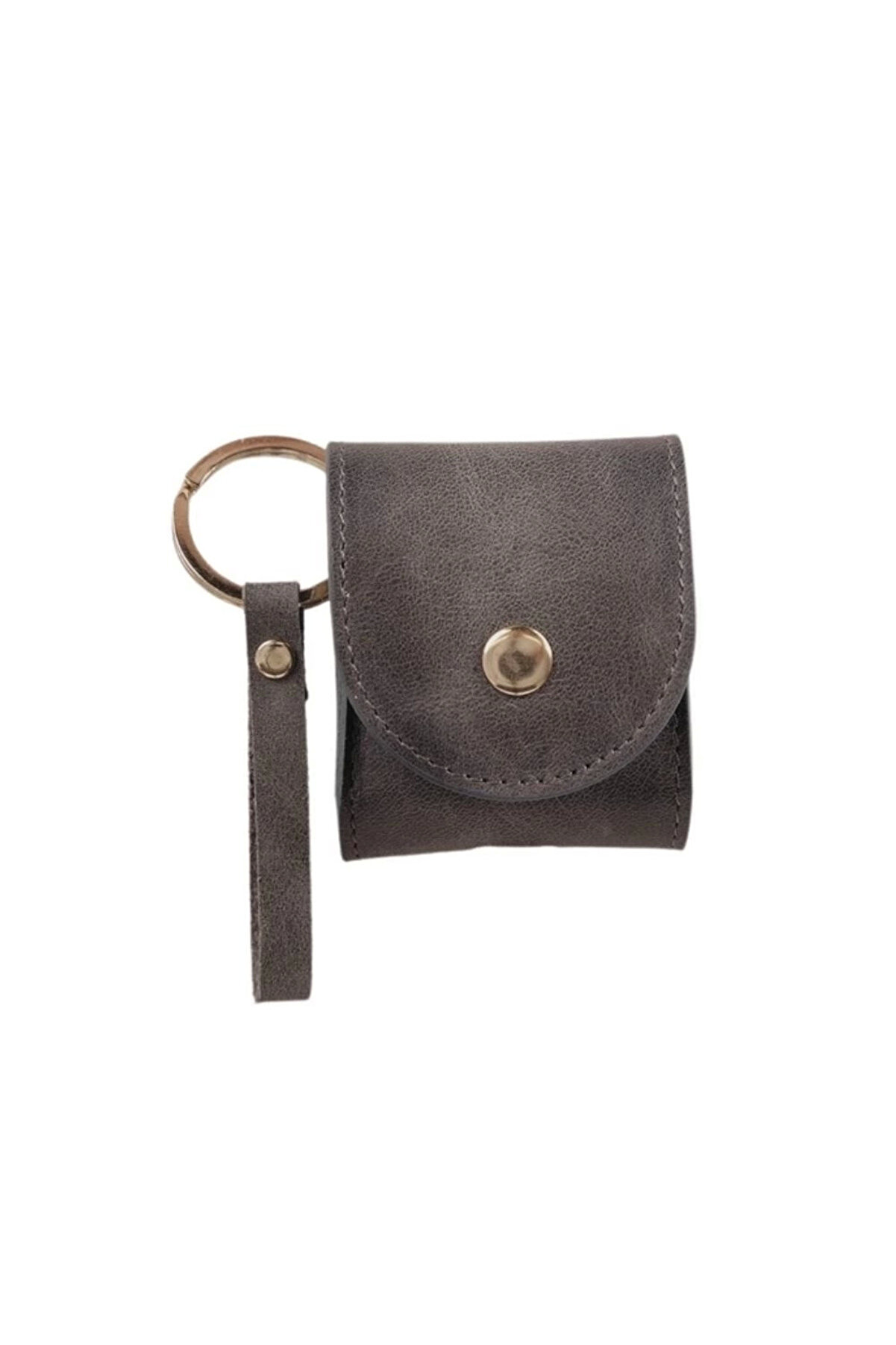 Apple Ai̇rpods 2.Nesi̇l Uyumlu Deri̇ Kılıf Mai̇ Snap Vs05 Gri̇