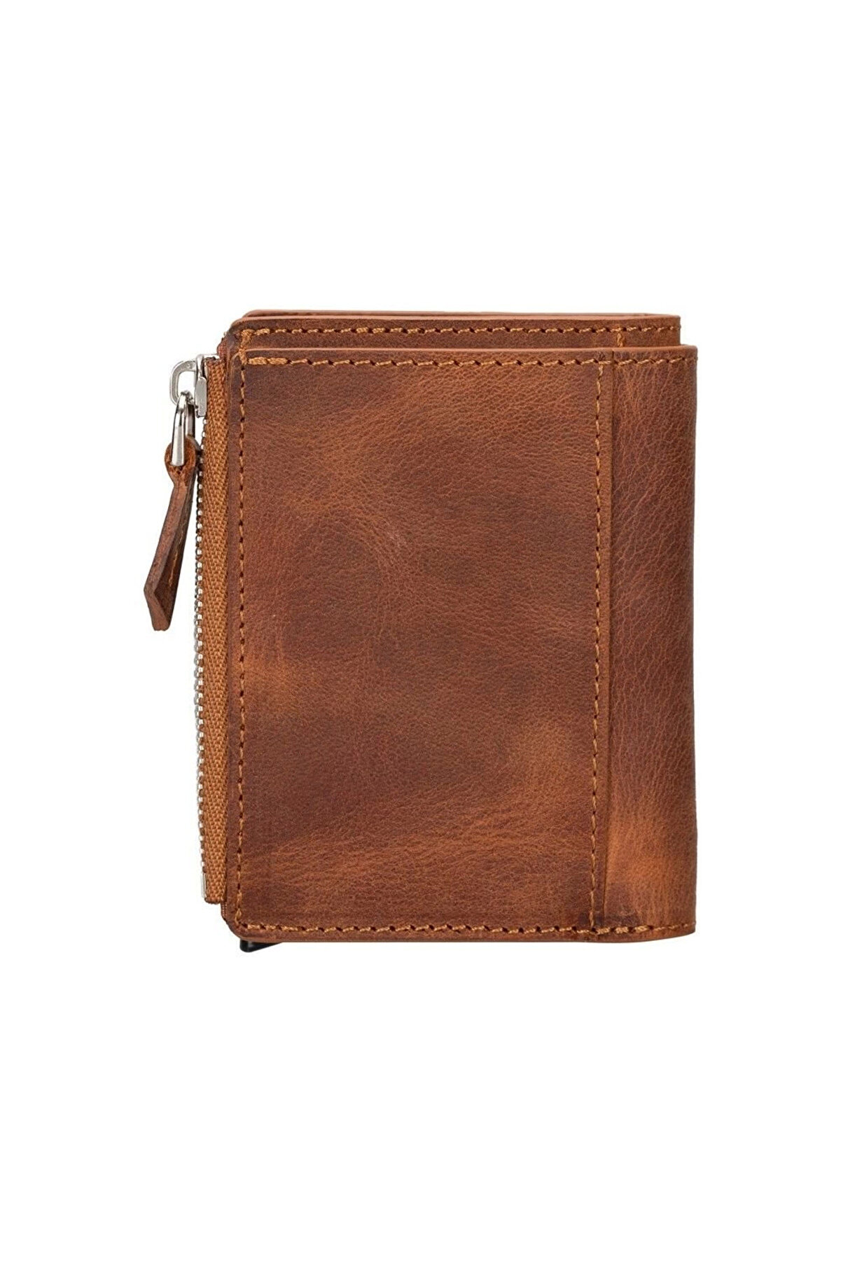 Deri̇ Cüzdan Ve Kartlık, Mekani̇zmalı, 10 Adet Kart Bölmeli̇, Anti̇k Kahve