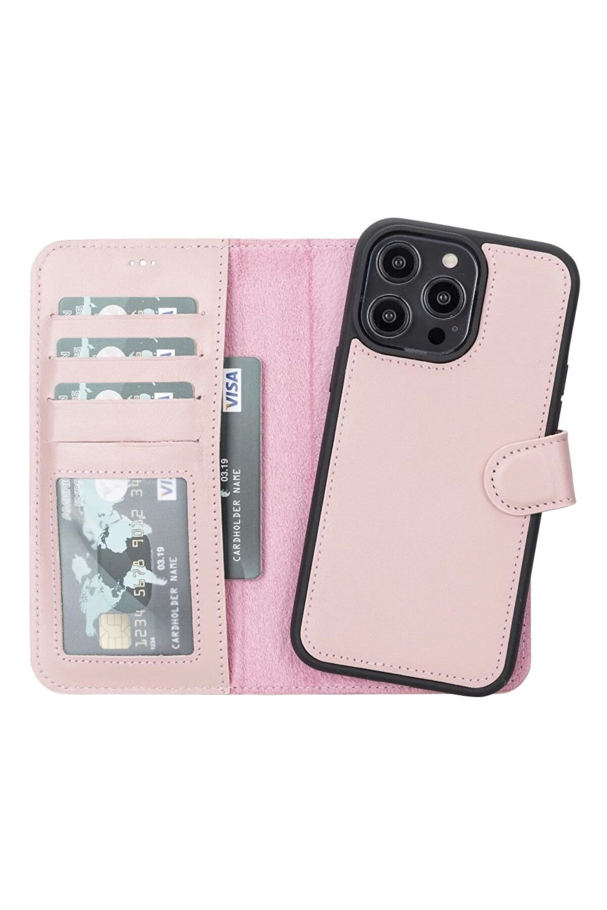 gizmurstore Apple iPhone 14 Pro Max Uyumlu Deri Cüzdanlı Kılıf MWWN NU2