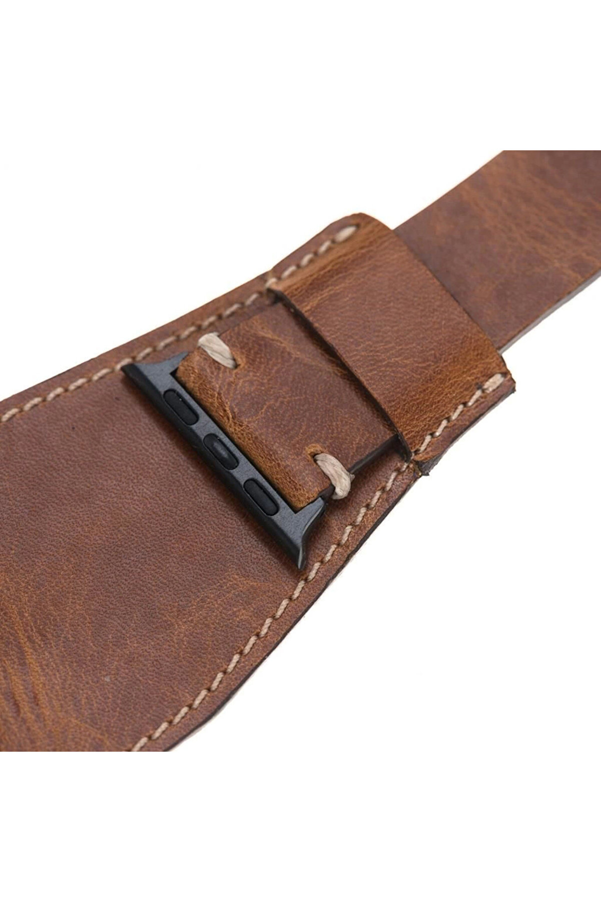Apple Watch Uyumlu Deri̇ Kordon 42-44-45Mm Cuff V18