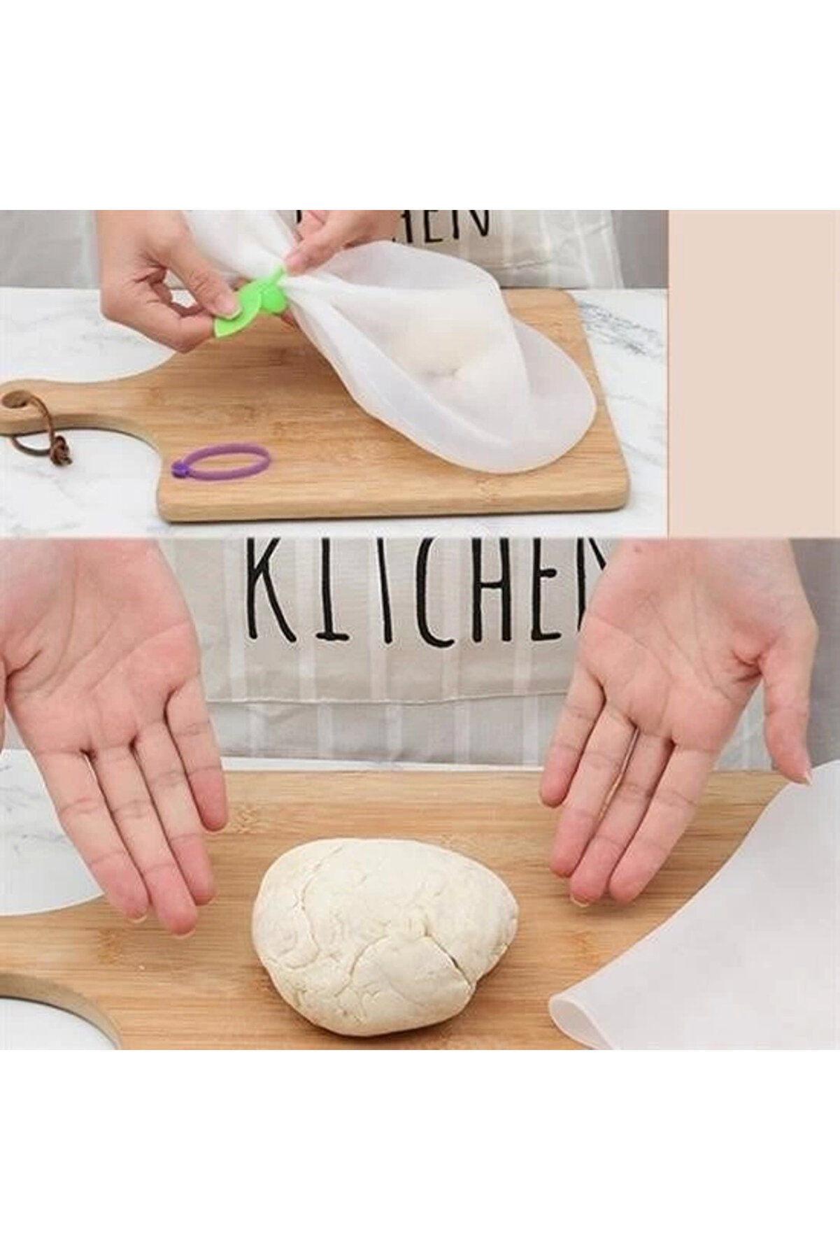 Büyük Hamur Torbası Si̇li̇kon Şeffaf Hamur Yoğurma Torbası Ekmek Makarna Mantı Hamuru Kolay
