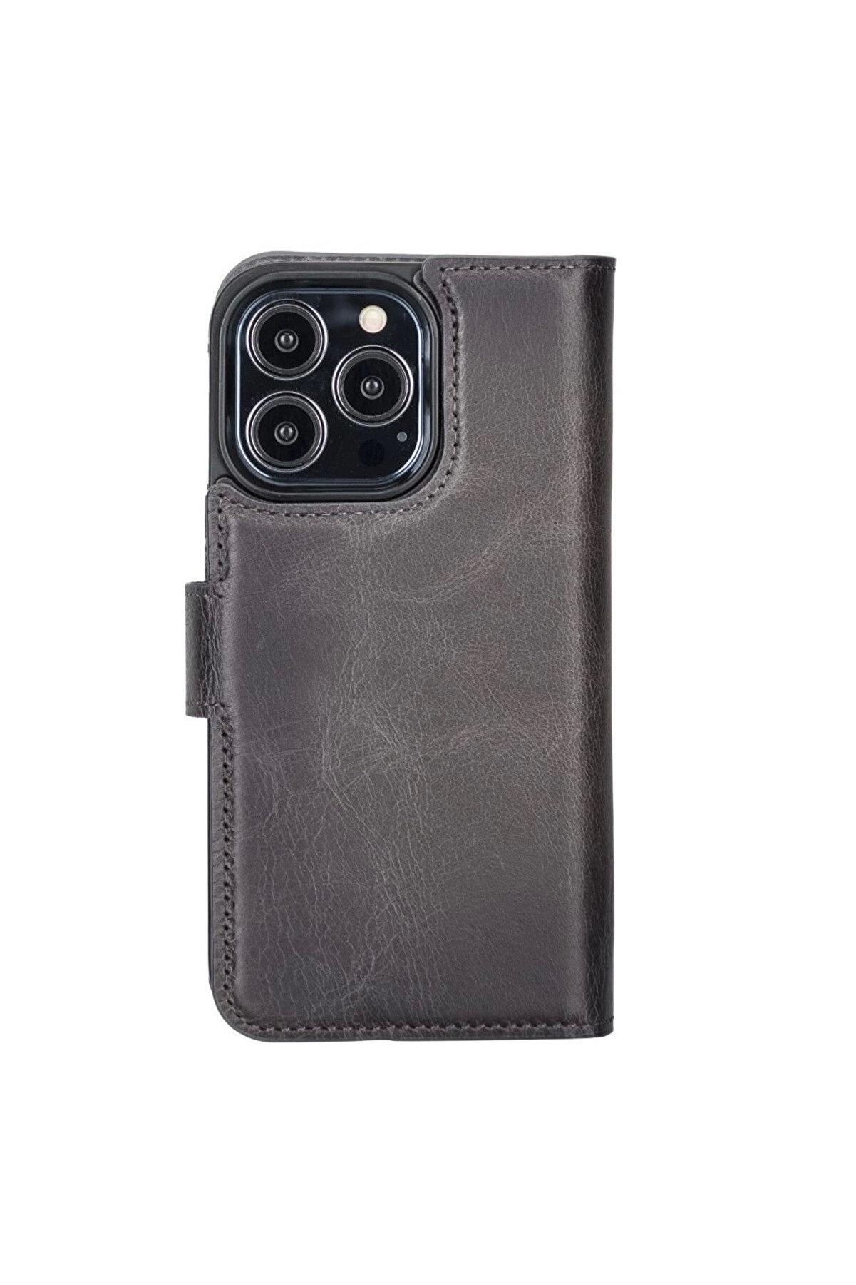 Apple İphone 13 Pro Uyumlu Deri̇ Cüzdanlı Kılıf Mwwn Tn1 Gri̇