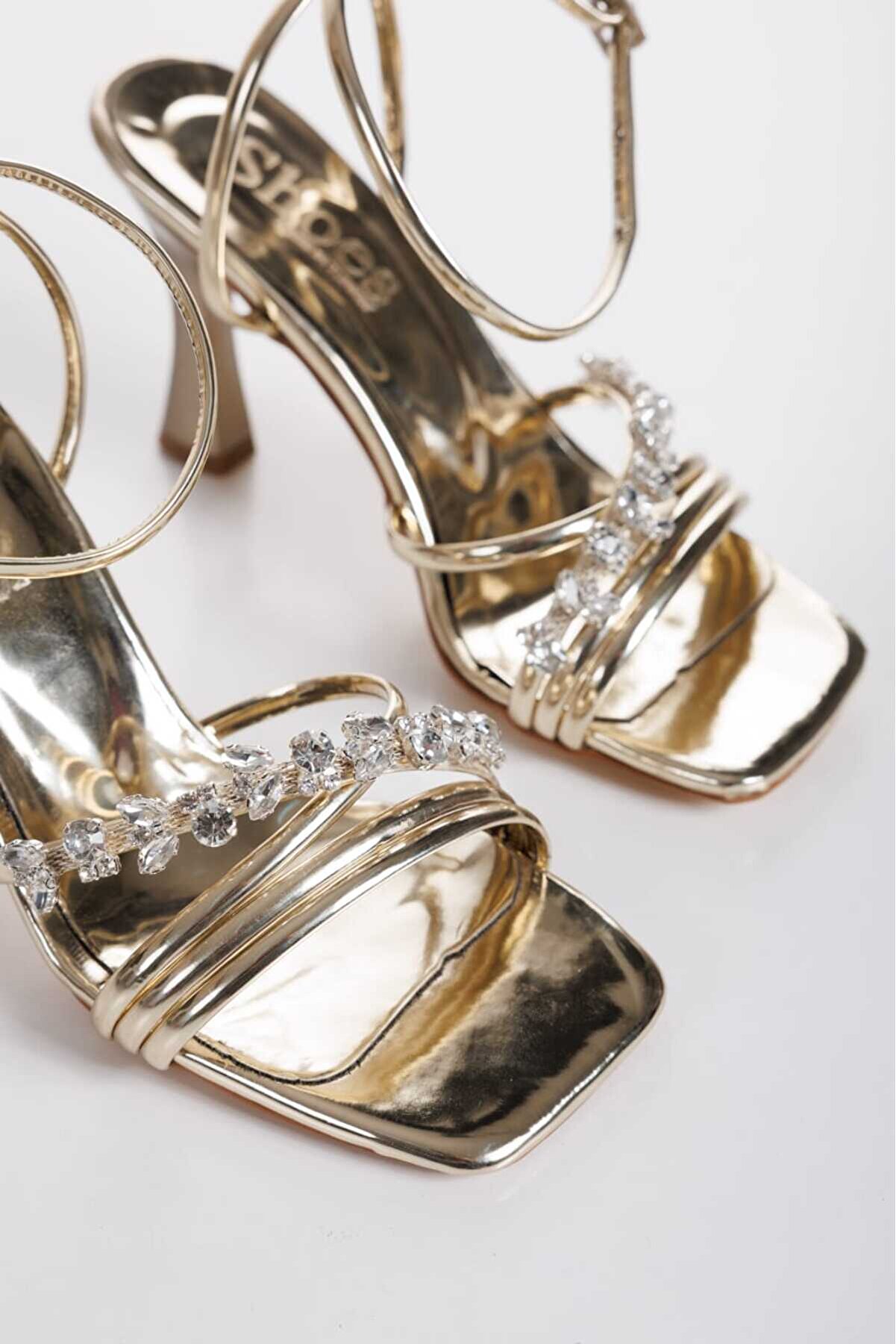 Lukatlove Gult Kadın Gold Bi̇lekten Taşlı Ayakkabı