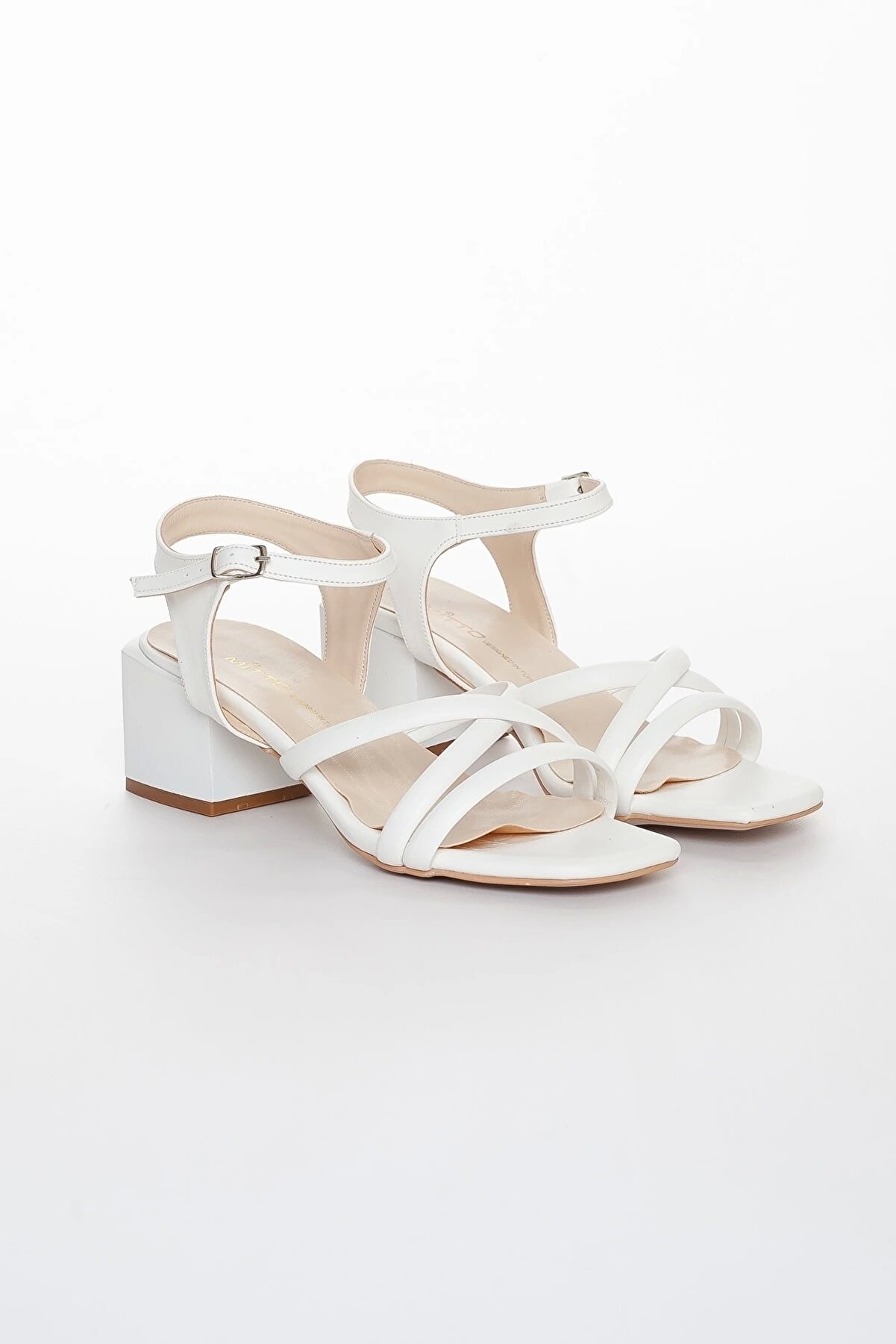 Gult Kadın Beyaz Kalın Topuklu Yazlık Ayakkabı Mtt05986