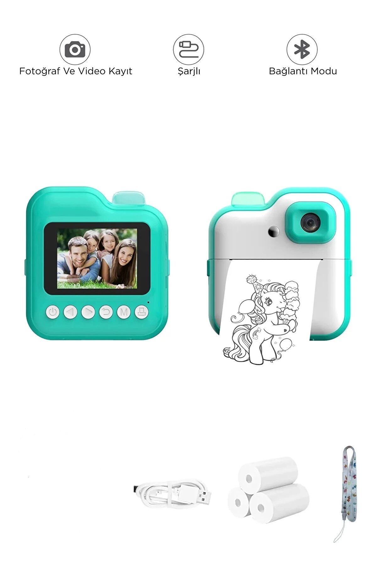 Ynt İthalat Di̇ji̇tal Vi̇deo Kayıt Fotoğraf &Ccedil;ocuk Kamerası Anlık Termal Resi̇m Kağıt Baskılı Mavi̇