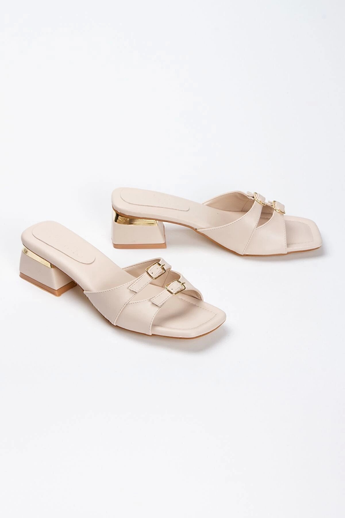 Lulo Kadın 4 Cm Tam Kalıp Tarz Topuklu Terli̇k Nude