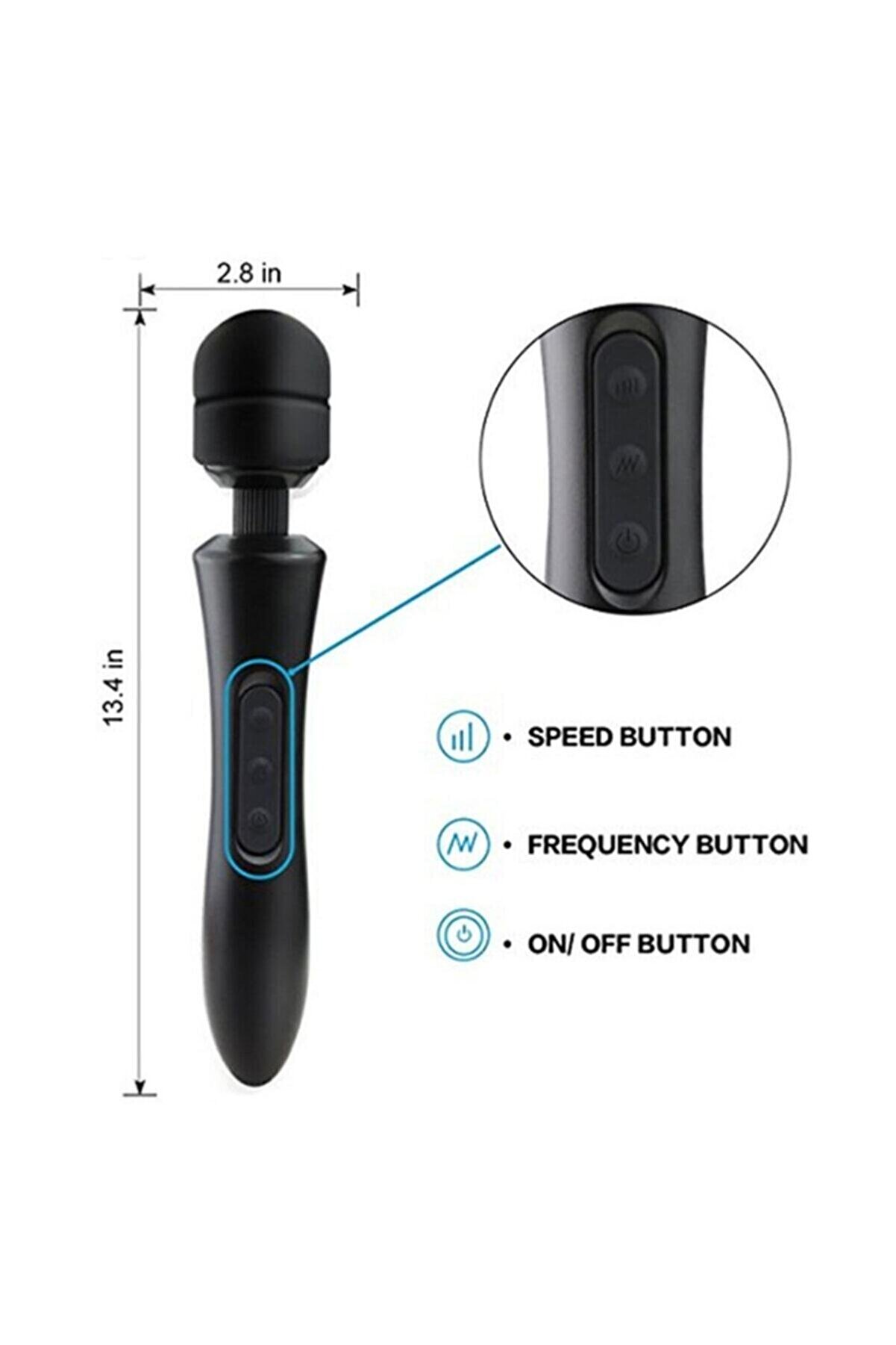 Erox Black Magi̇c Massager Profesyonel 20 Modlu Double G&uuml;&ccedil;l&uuml; Masaj Aleti̇