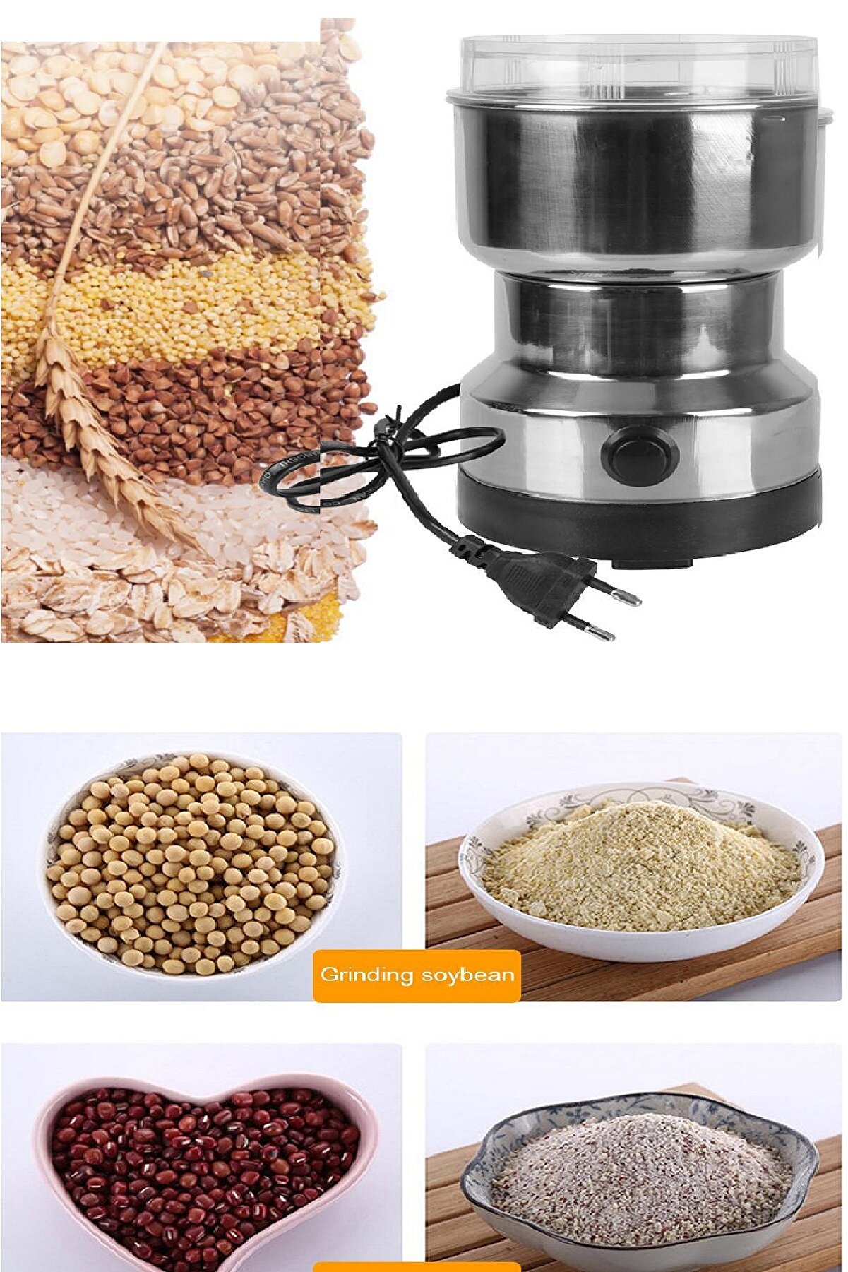 4 Lı Elektri̇kli̇ Öğütücü Blender Kahve Fındık Baharat Tahıl Bi̇ber Deği̇rmeni̇