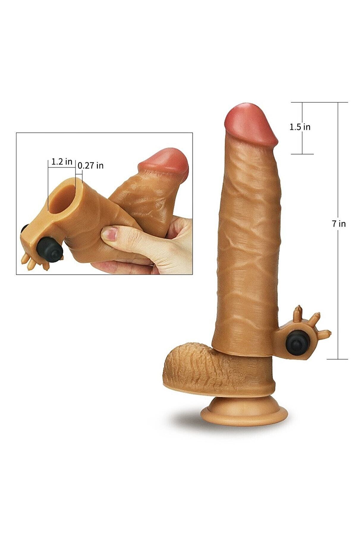 Erox 4 Cm Dolgulu Ti̇treşi̇mli̇ Peni̇s Kılıfı