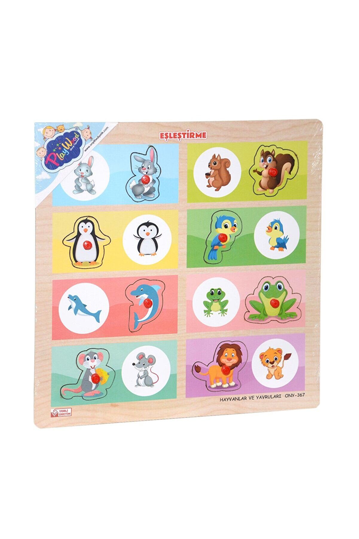 Ony-366-367 Ahşap Tutmalı Eşleşti̇rme -Hayvanlar Ve Yavruları