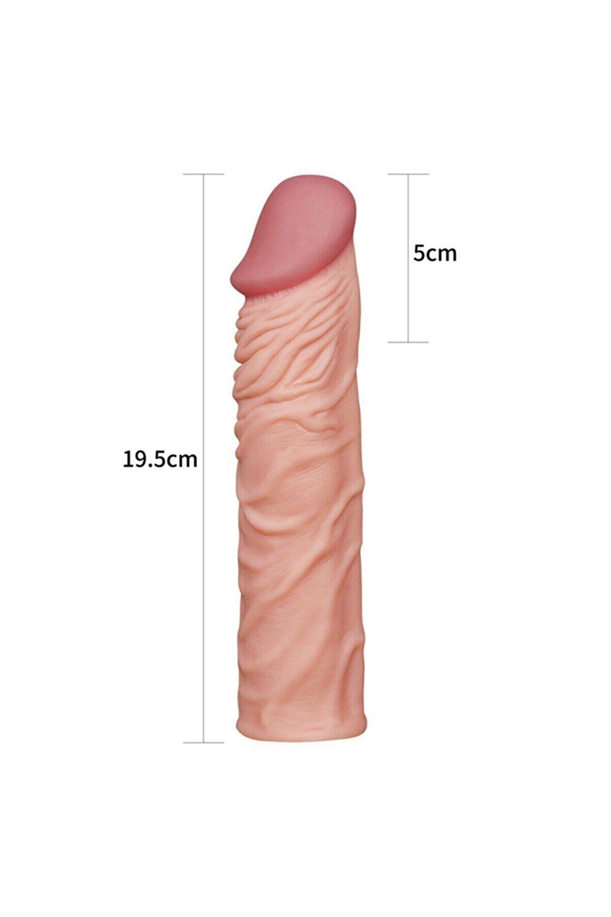 Erox Ms Et Dokusunda Lovetoy X-Tender Pleasure Damarlı Uzatmalı Peni̇s Kılıfı 5Cm