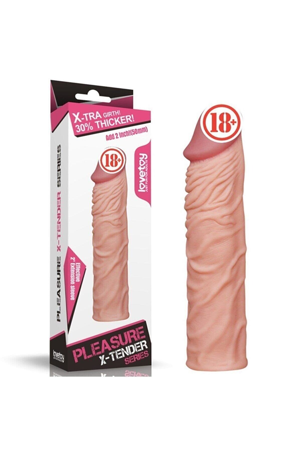 Erox Ms Et Dokusunda Lovetoy X-Tender Pleasure Damarlı Uzatmalı Peni̇s Kılıfı 5Cm