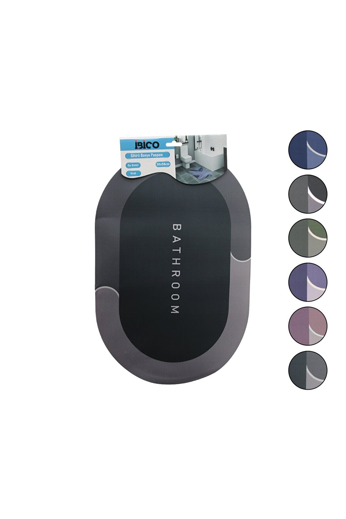 Go İthalat Oval - Mat Renkler 38X58Cm Su Emi̇ci̇ - Si̇hi̇rli̇ Banyo Paspası Elasti̇k (4457)