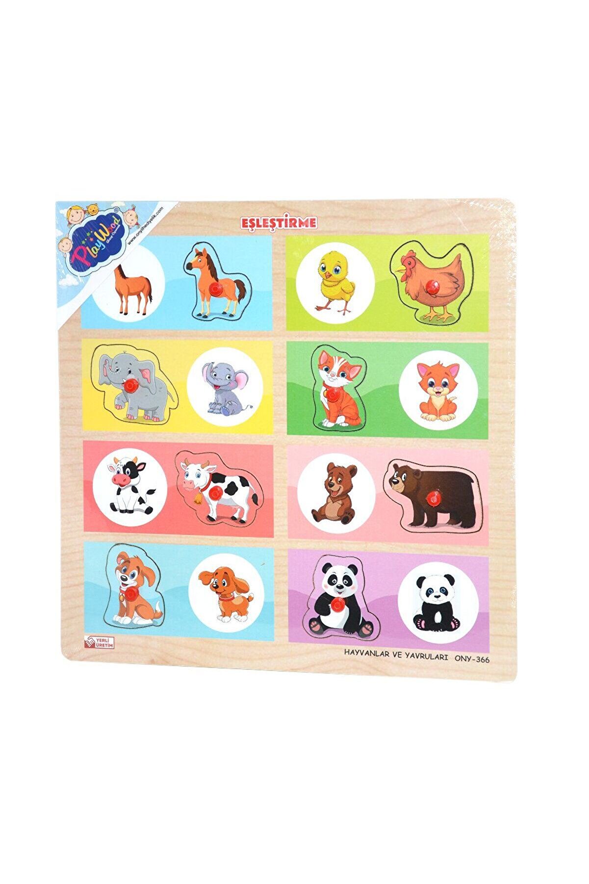 Yasaba Ony-366-367 Ahşap Tutmalı Eşleştirme -hayvanlar Ve Yavruları