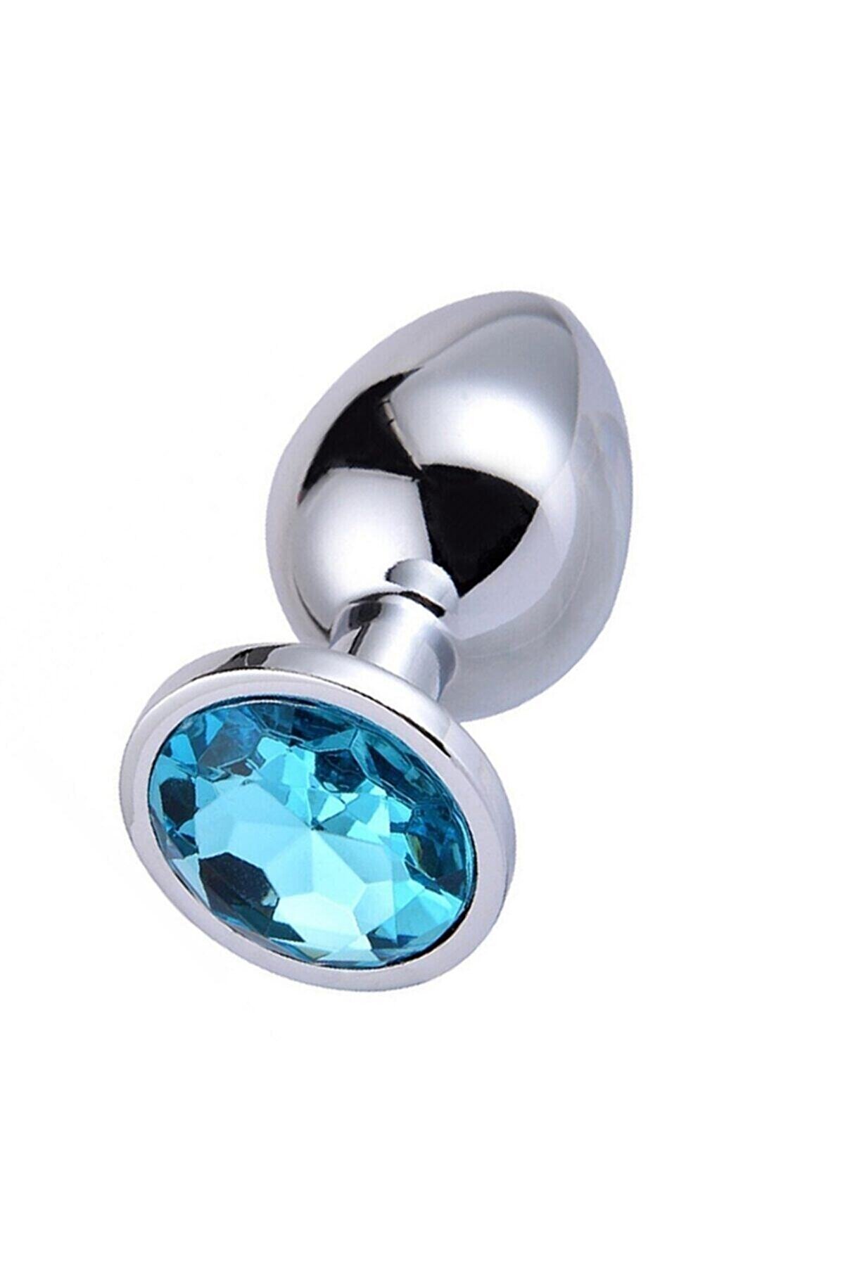 Meyrabest Luxury Si̇lver Mavi̇ Taşlı K&uuml;&ccedil;&uuml;k Metal Anal Plug