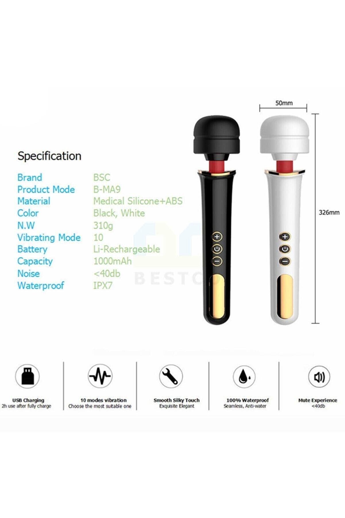 Erox Adam&Eve New Professi̇onal 10 Modlu G&uuml;&ccedil;l&uuml; Masaj Aleti̇ Beyaz