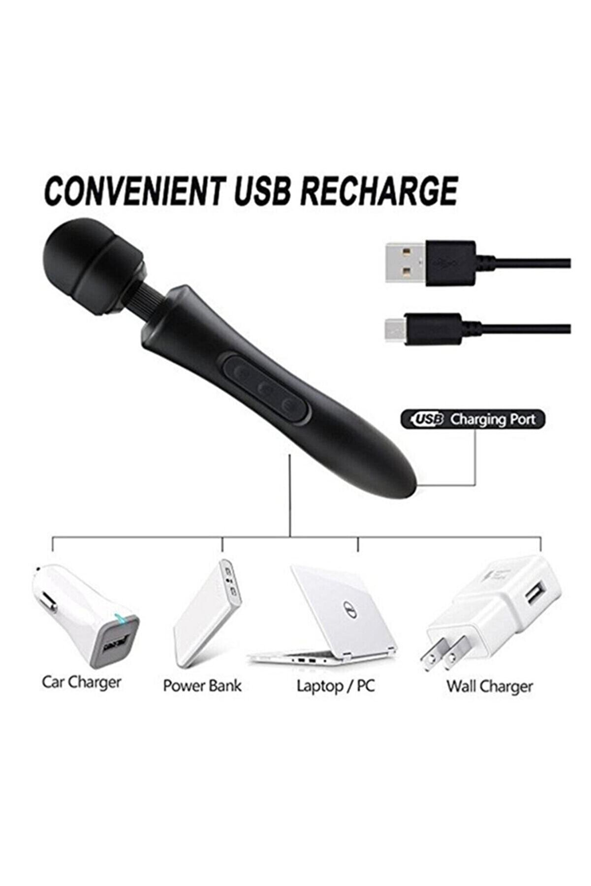 Erox Black Magi̇c Massager Profesyonel 20 Modlu Double G&uuml;&ccedil;l&uuml; Masaj Aleti̇