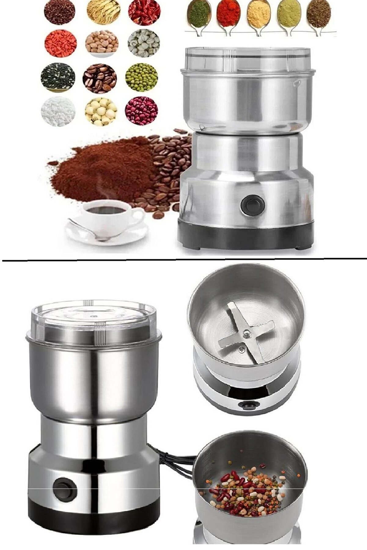 Toptan Bulurum 4 lı Elektrikli Öğütücü Blender Kahve Fındık Baharat Tahıl Biber Değirmeni