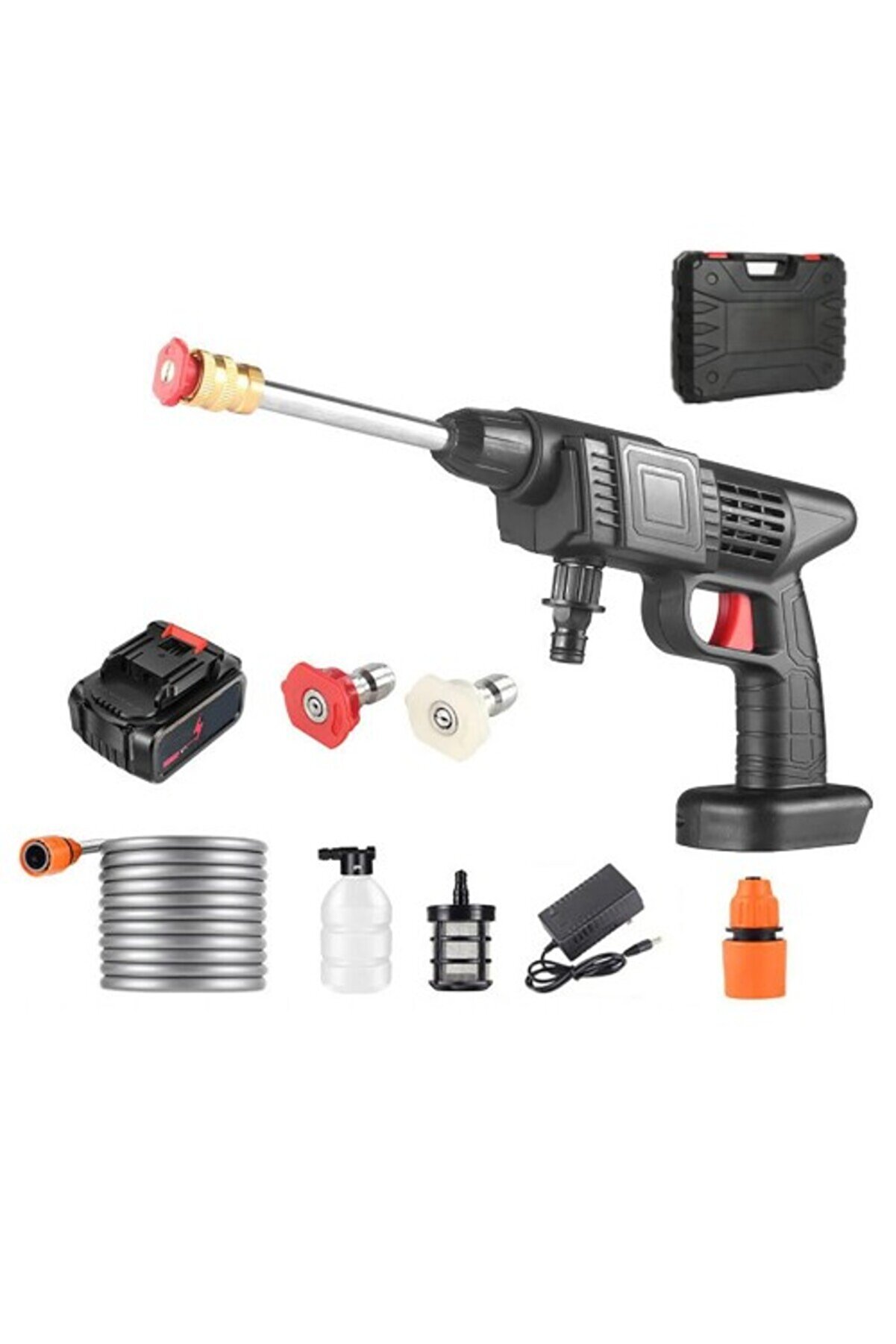 48V Şarjlı Çi̇ft Bataryalı Taşınabi̇li̇r Basınçlı Oto Yıkama Bahçe Sulama Tabancası