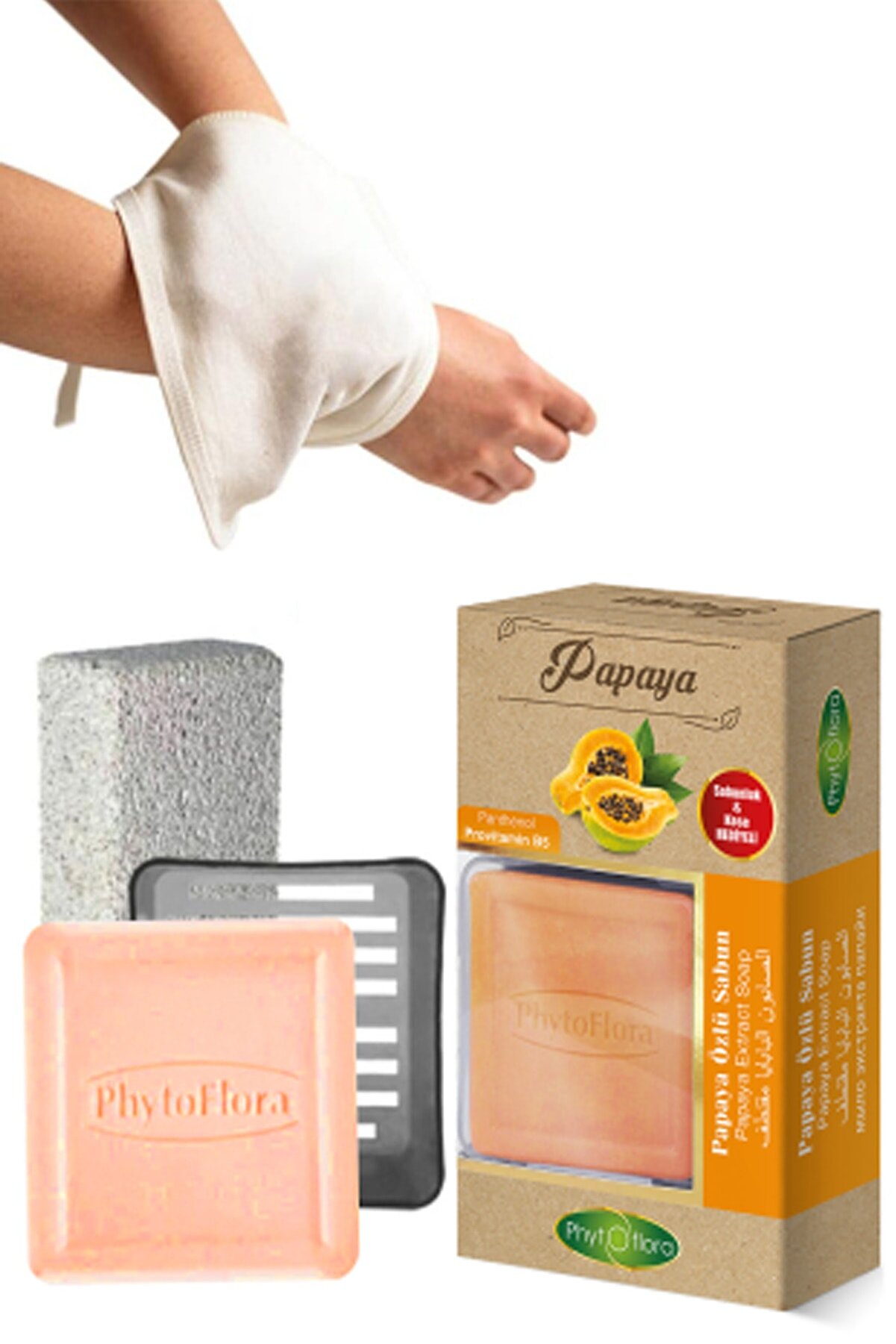Phytoflora Papaya Sabunu Ve Banyo Kesesi, Katı Sabunluk