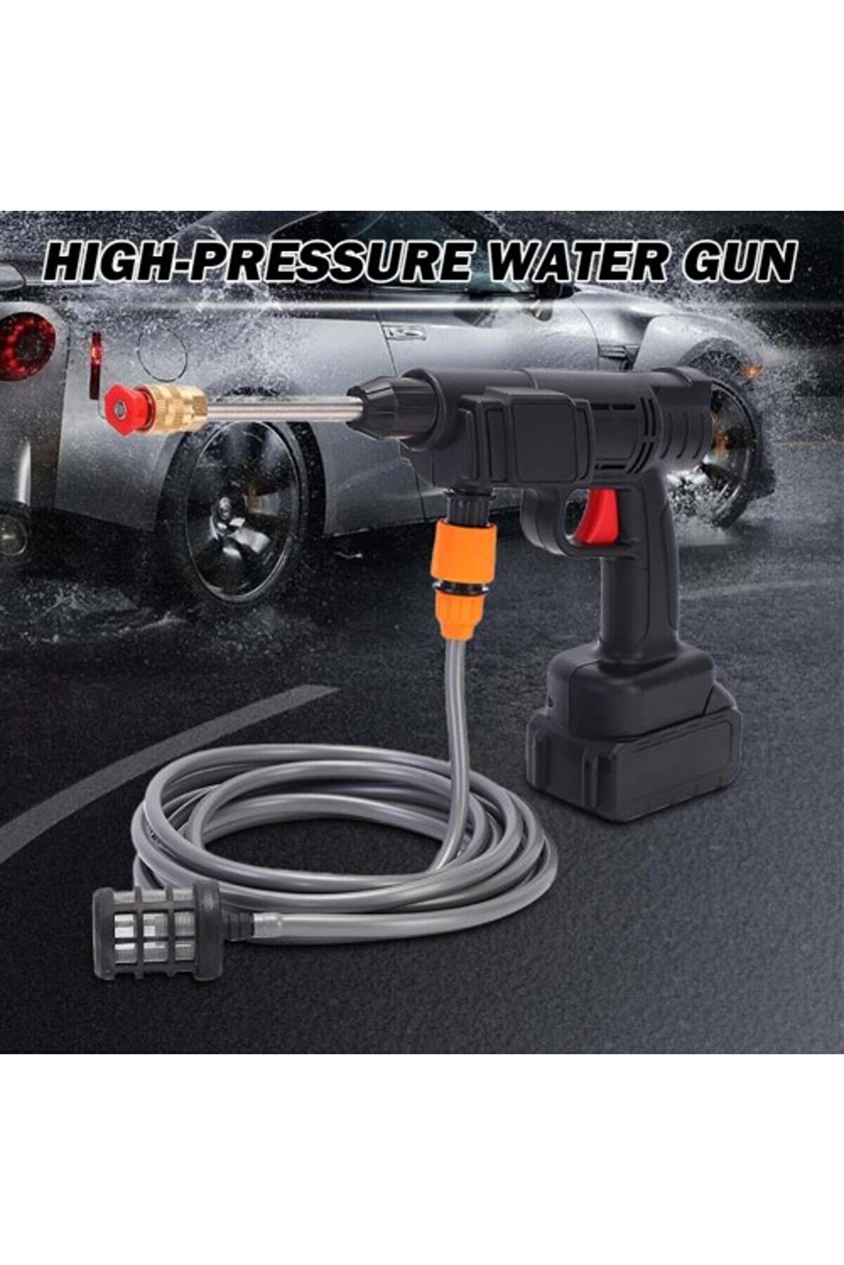 48V Şarjlı Çi̇ft Bataryalı Taşınabi̇li̇r Basınçlı Oto Yıkama Bahçe Sulama Tabancası