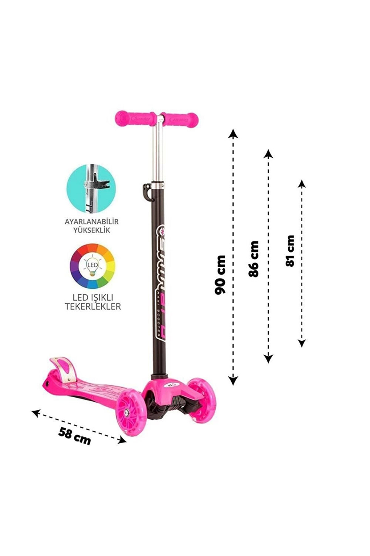 Işıklı Scooter Pembe