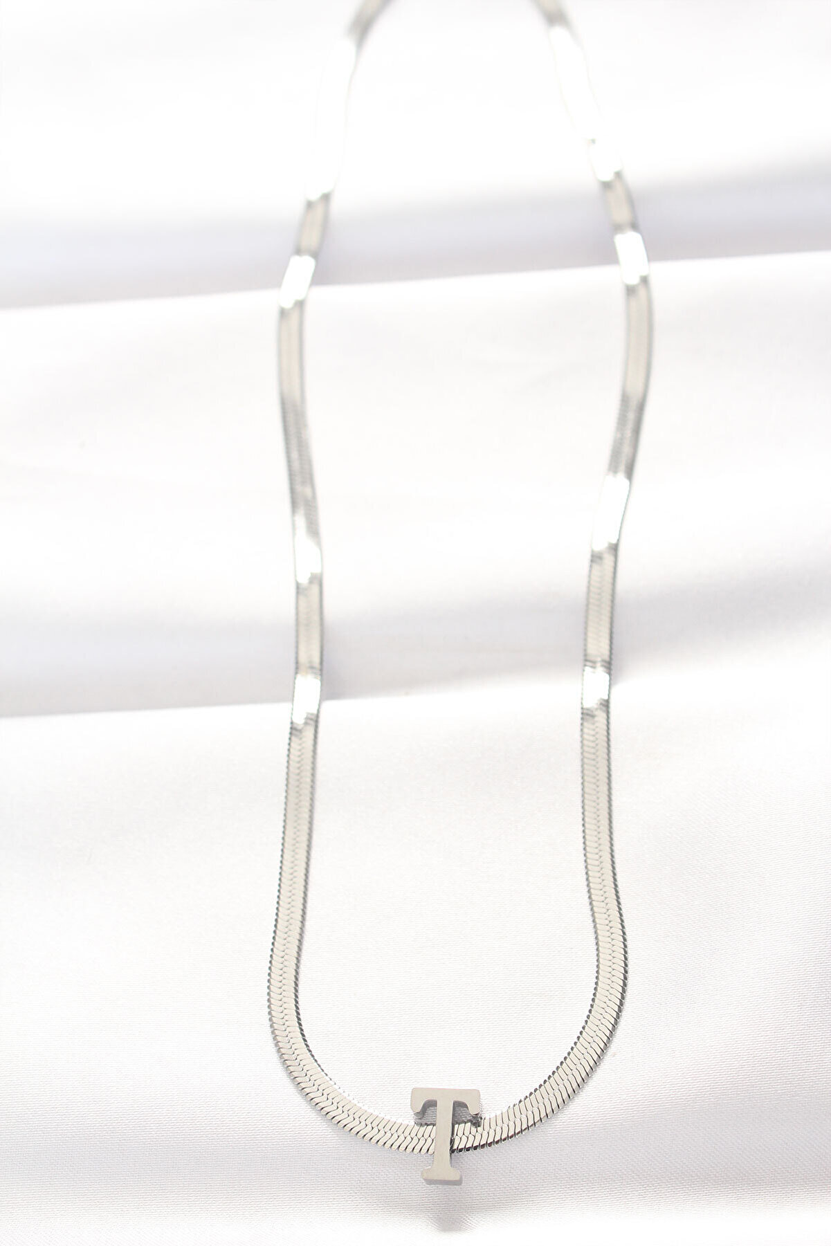 316L &Ccedil;eli̇k T Harfli̇ Si̇lver Renk İtalyan Zi̇nci̇rli̇ Ke