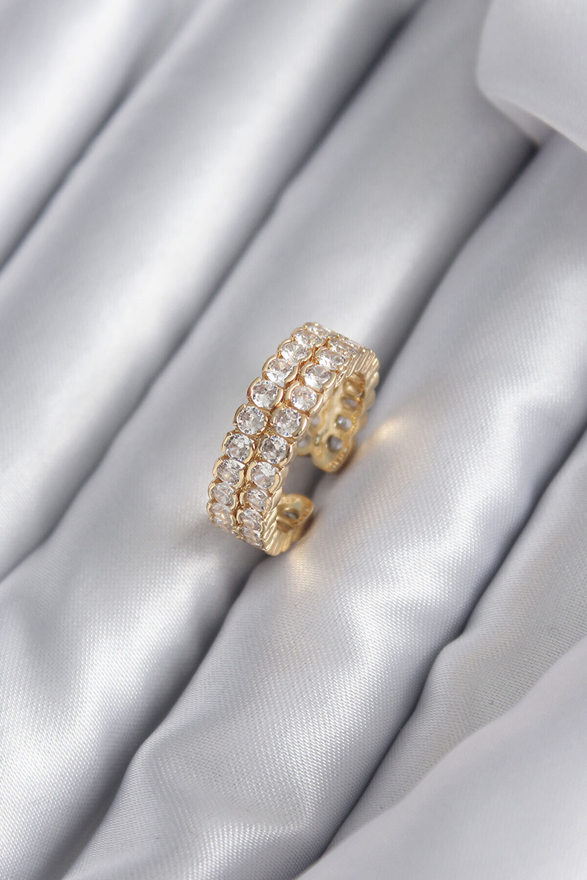 Toptan Bulurum Pirinç Gold Renk Zirkon Taşlı Kadın Yüzük