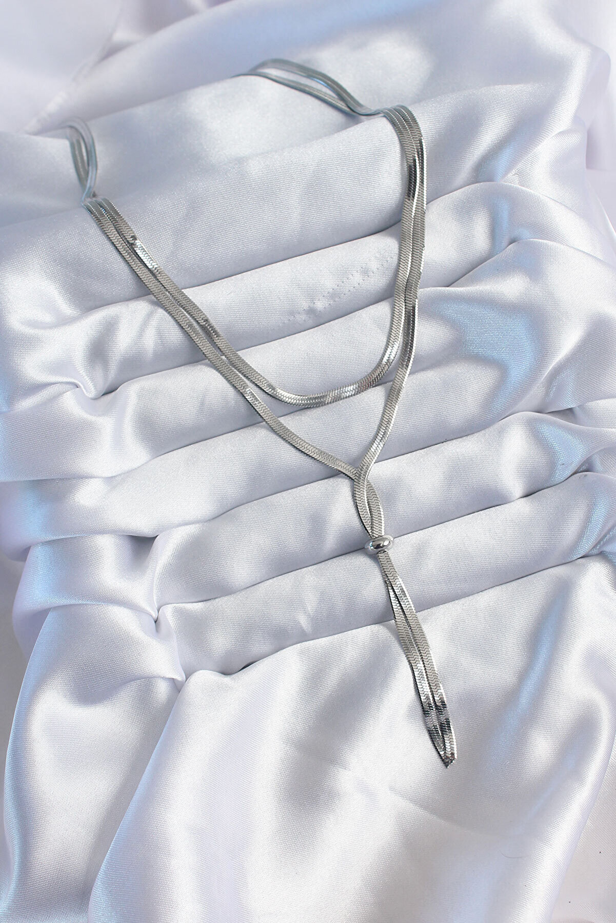 316L &Ccedil;eli̇k G&uuml;m&uuml;ş Renk 2 Li̇ İtalyan Zi̇nci̇r Asans&ouml;r Model Kadın Ke