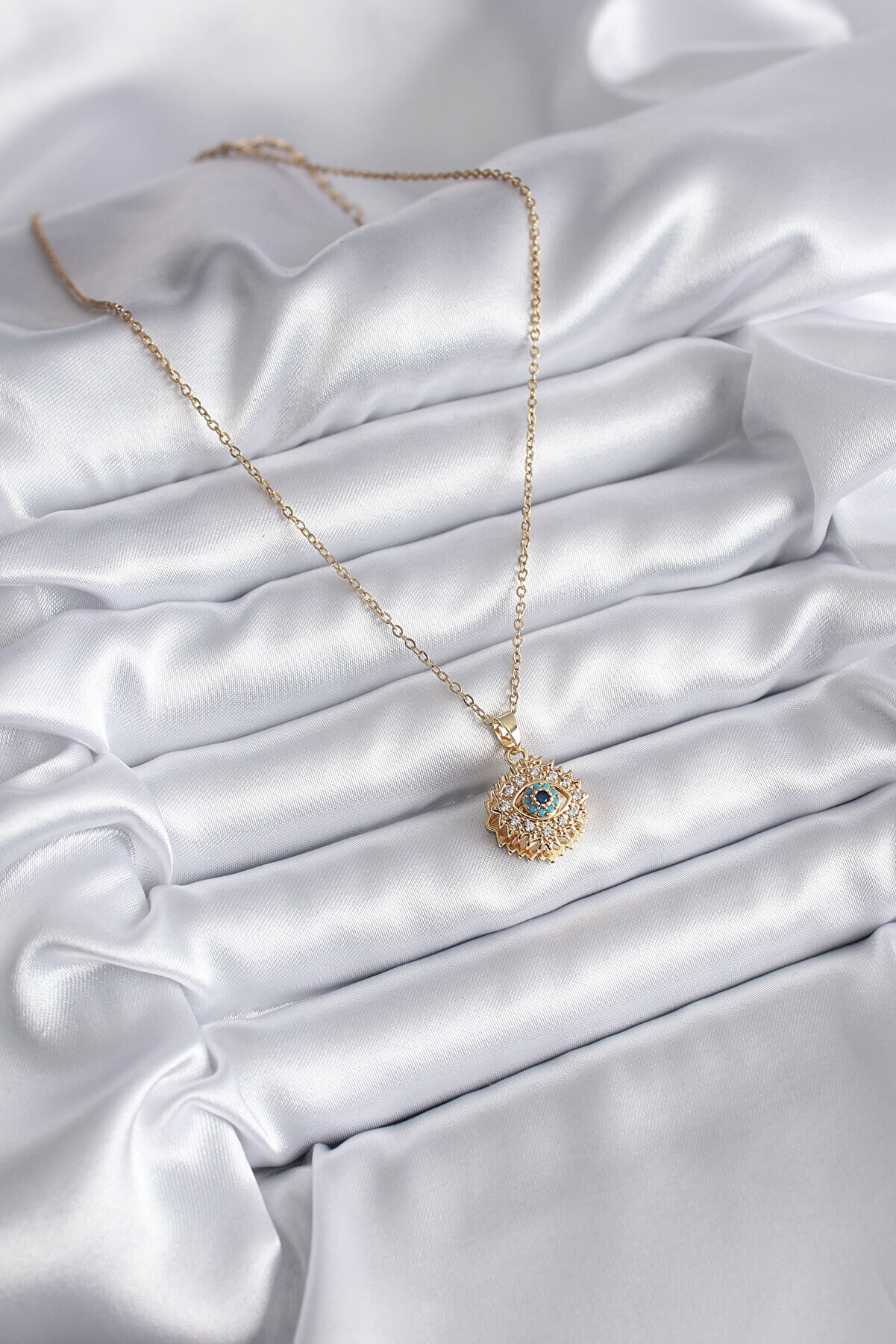 316L Çeli̇k Gold Renk Zi̇rkon Taşlı Göz Model Kadın Ke