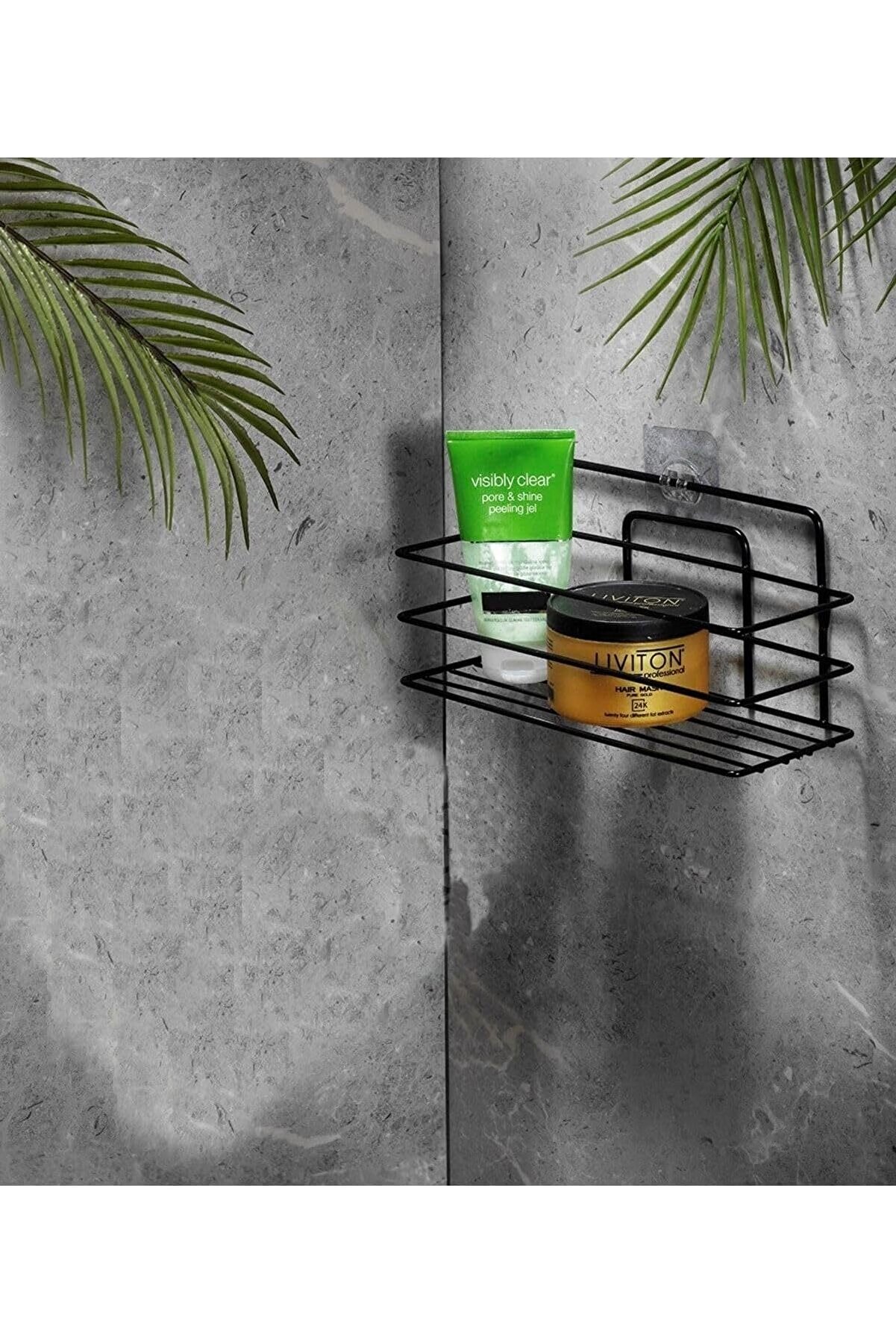 Oskyshopc Haus &Ouml;m&uuml;r Boyu Paslanmaz Yapışkanlı D&uuml;zenleyi̇ci̇ Şampuanlık Duş Rafı Si̇yah Tş-01 1 Adet New