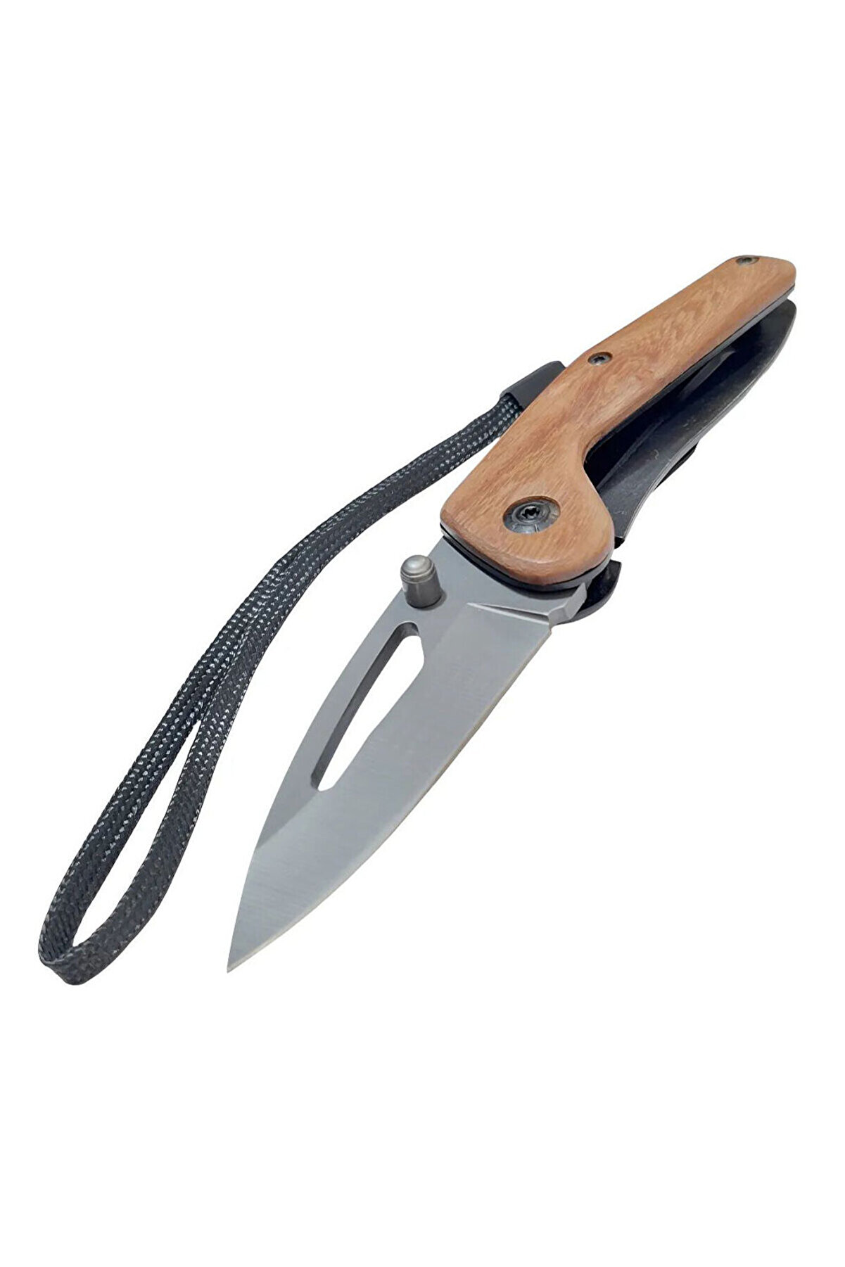 evimdeyokyok Taktik Çakı Küçük Paslanmaz Çelik Ahşap Sap 15 Cm