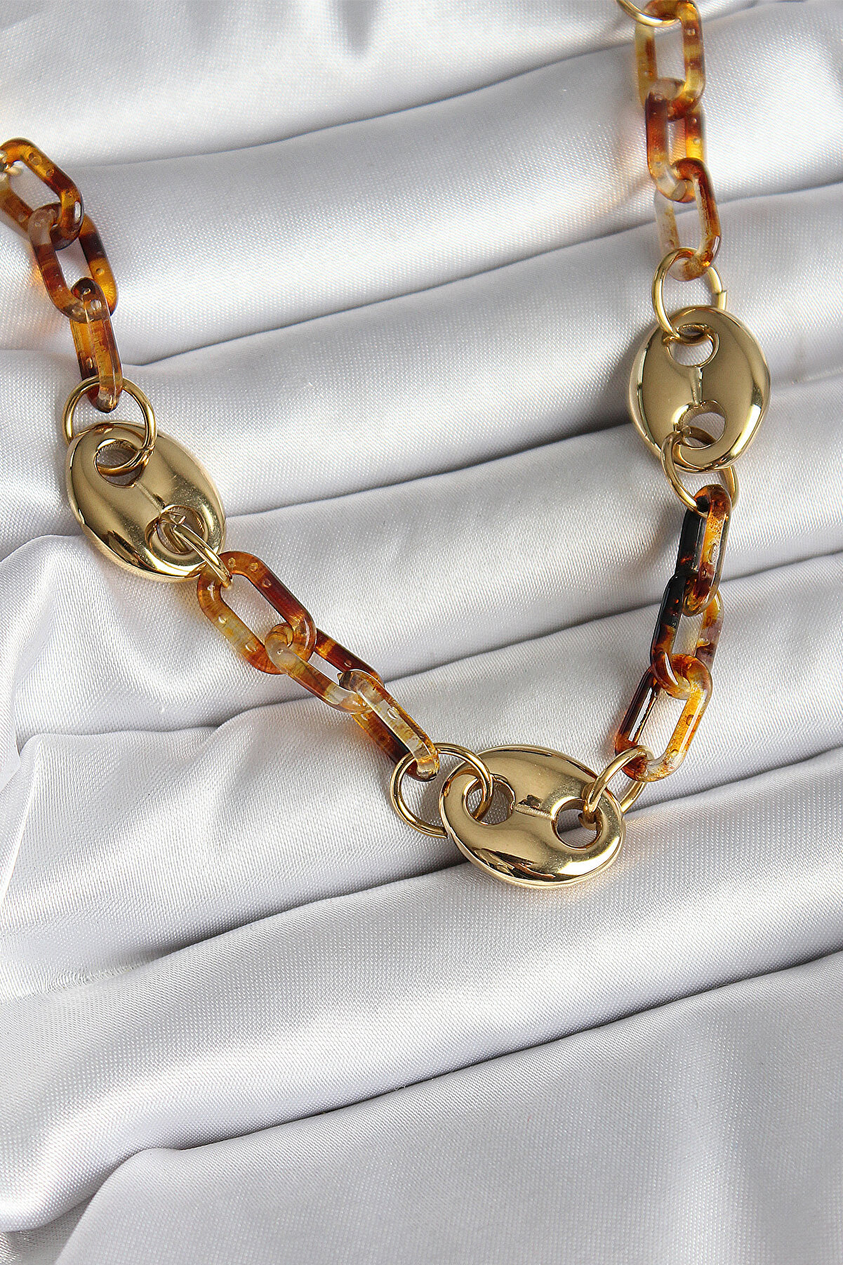 Leopar Desenli̇ Mi̇ka Gold Renk Zi̇nci̇r Kadın Ke