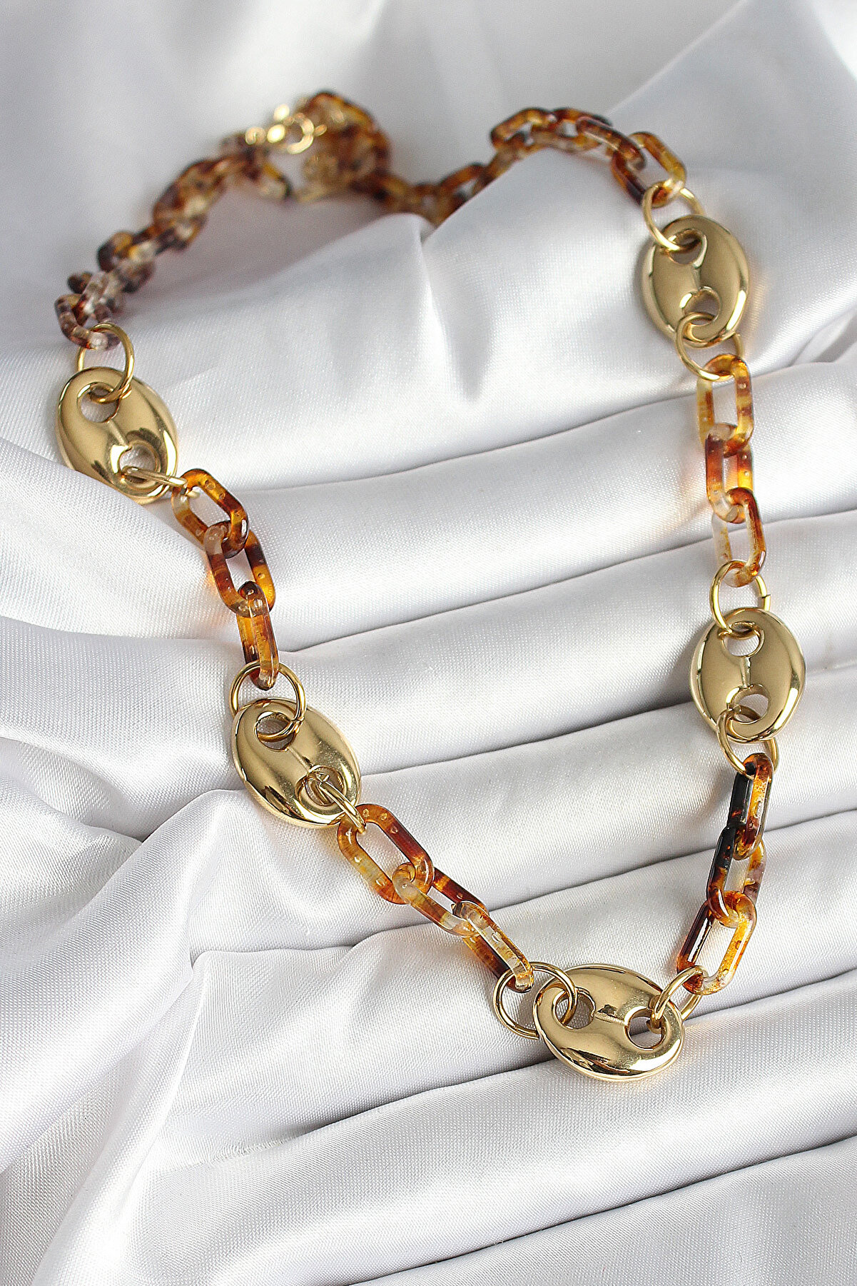 Toptan Bulurum Leopar Desenli Mika Gold Renk Zincir Kadın Ke