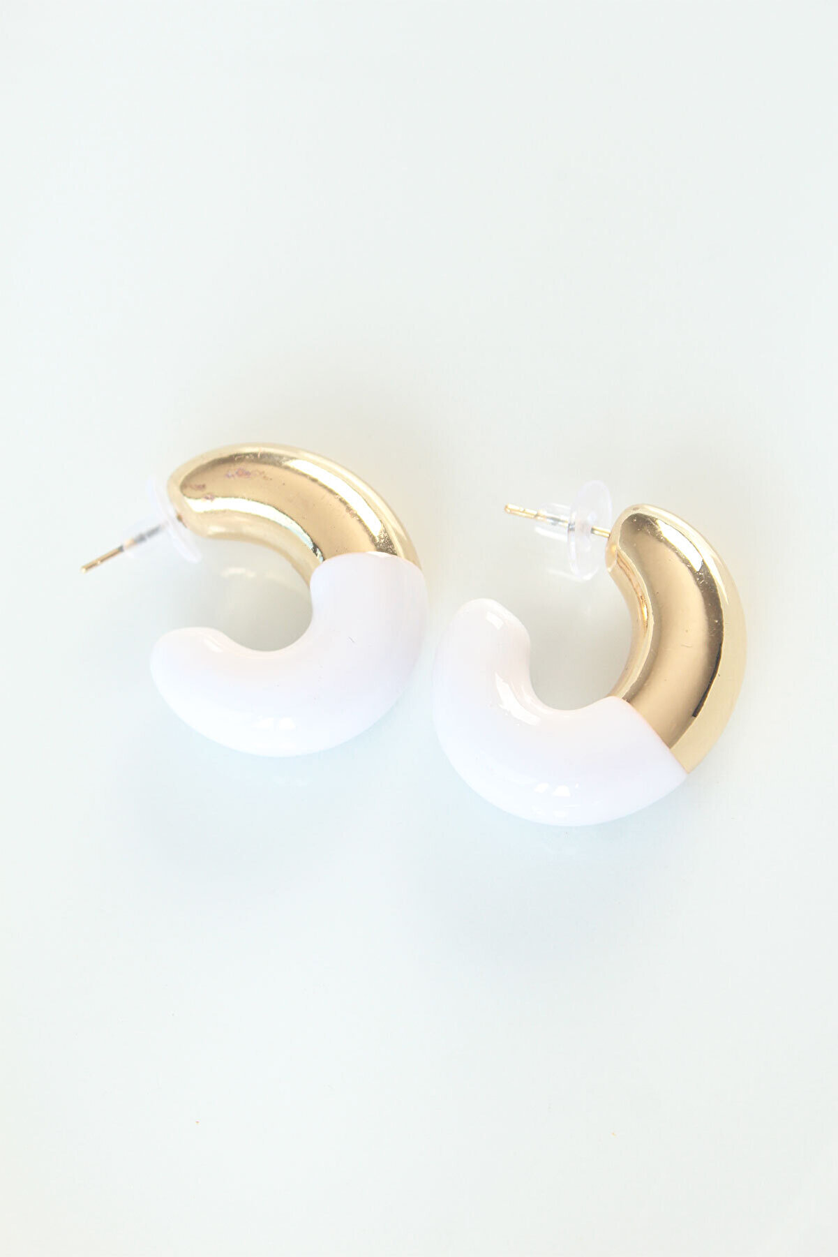 Ccb Beyaz Gold Çi̇ft Renk Küpe