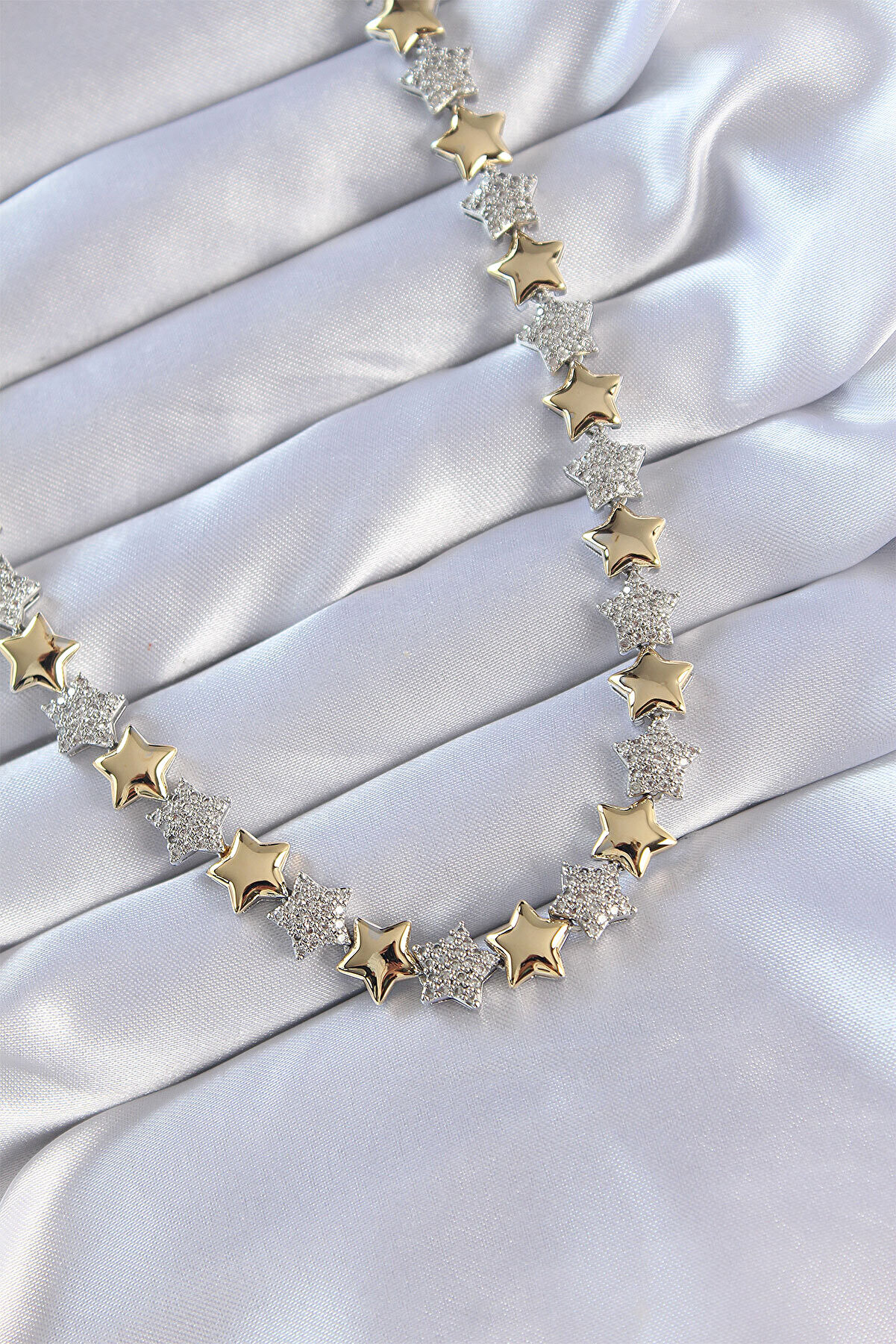 Toptan Bulurum Vip Seri Pirinç Çift Renk Zirkon Taşlı Yıldız Tasarımlı Ke