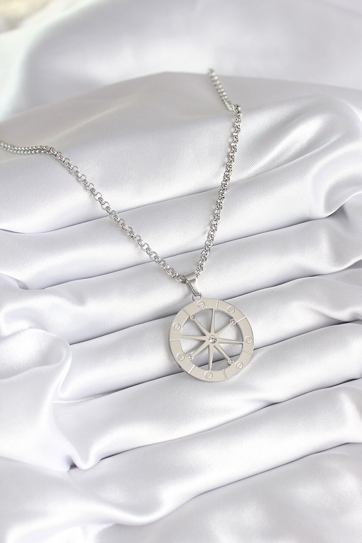 316L Çeli̇k Gümüş Renk Zi̇rkon Taşlı Rüya Kapanı Model İşeme Detay Kadın Ke