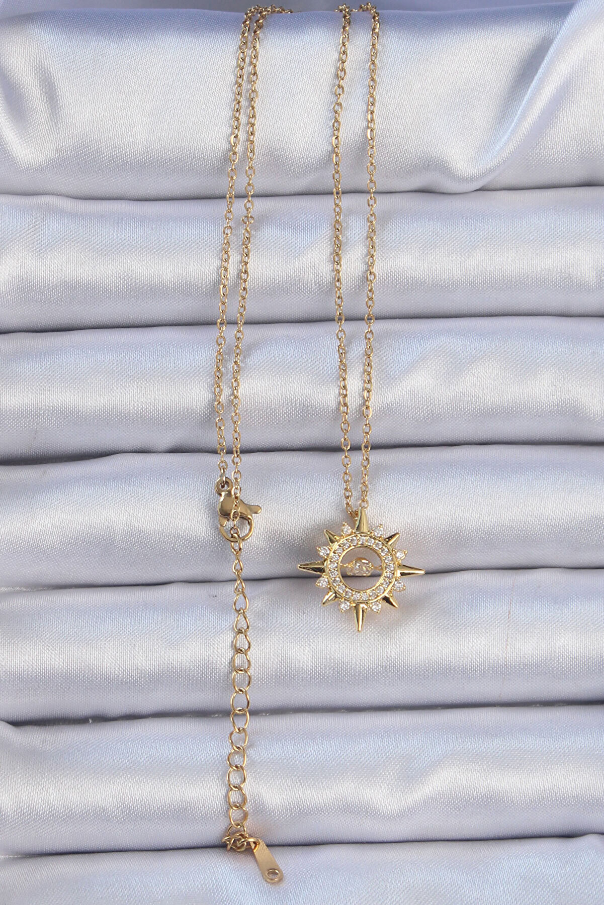 316L Çeli̇k Zi̇nci̇r Altın Renk Zi̇rkon Taşlı Parlayan Yıldız Ke