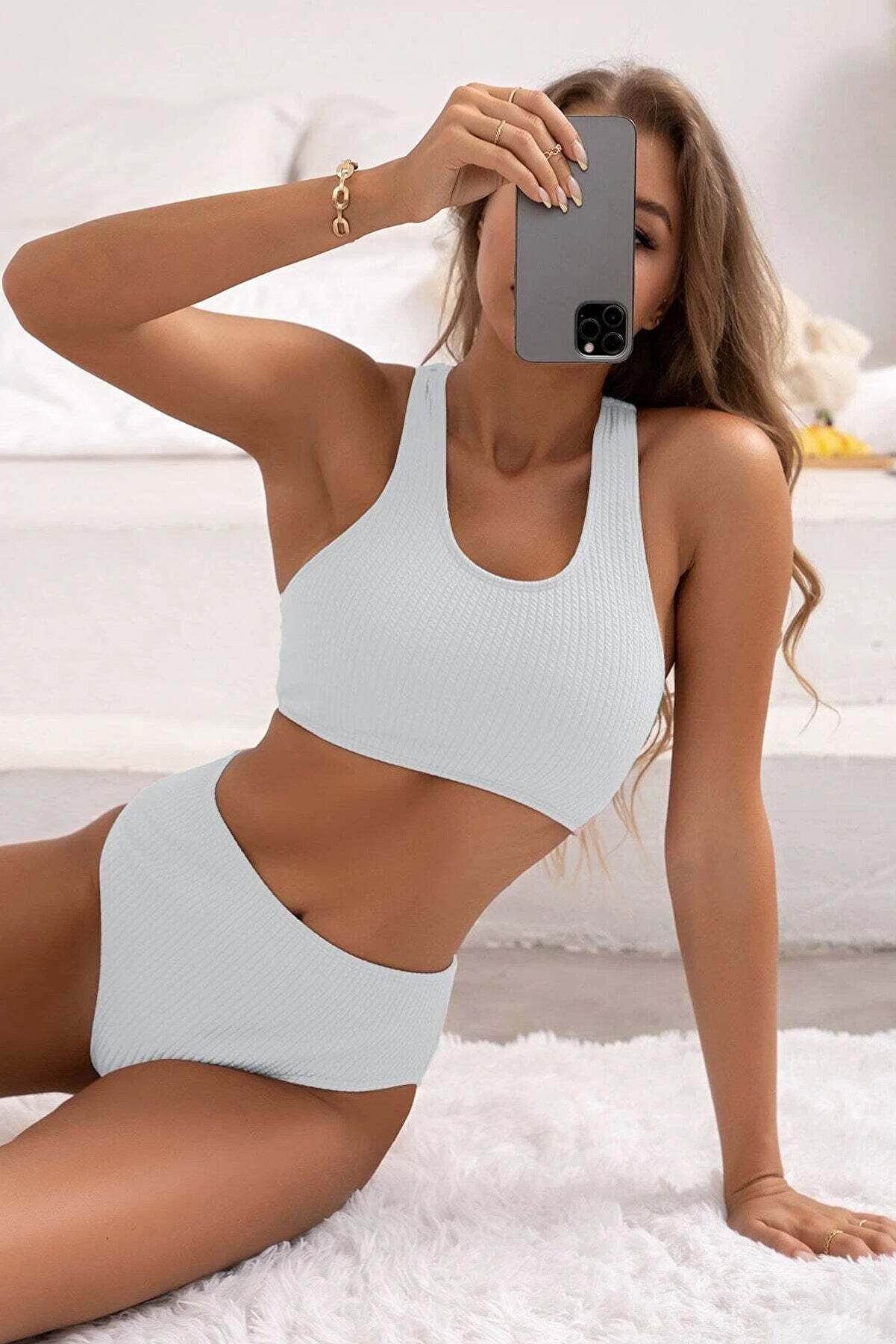 Ethab Ti̇caret Kadın Beyaz &Ccedil;apraz Sırt Detaylı I&ccedil; &Ccedil;amaşır Takımı