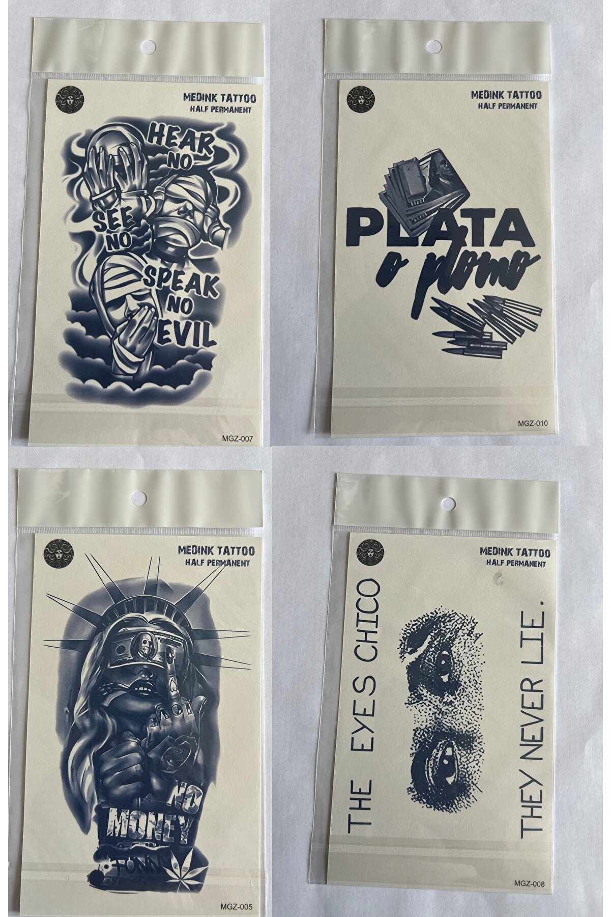 Ai̇rbrush Tattoo Tarz 4 Adet Bi̇rden3 Hafta Kalıcı Geçi̇ci̇ Yapıştırma Dövme 18X11 Cm