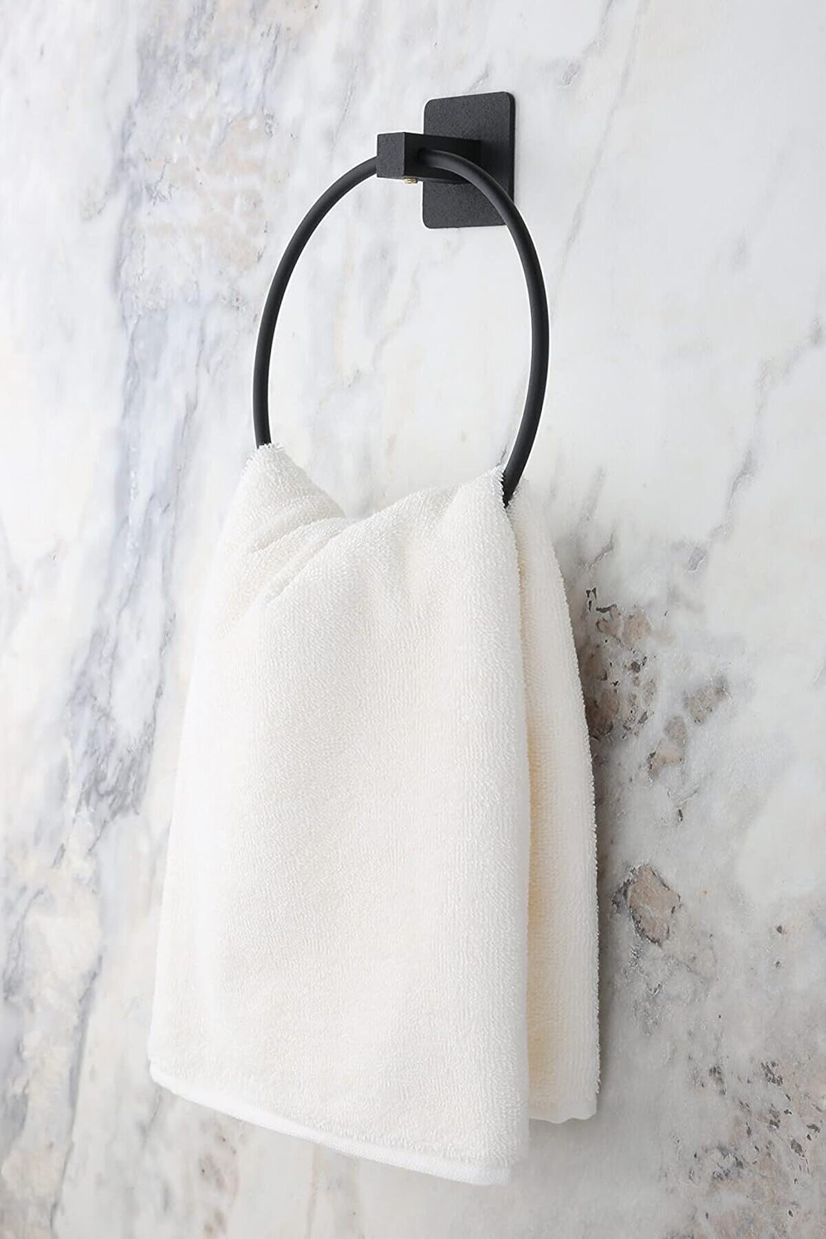 STOREMAX PrStorex Banyo Yapışkanlı Siyah Kare Yuvarlak Havluluk Havlu Askısı LifePeri 1063348