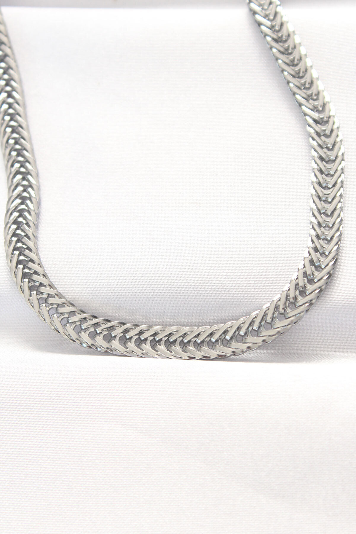 Toptan Bulurum 316L Çelik Silver Renk Balık Sırtı Zincir Ke
