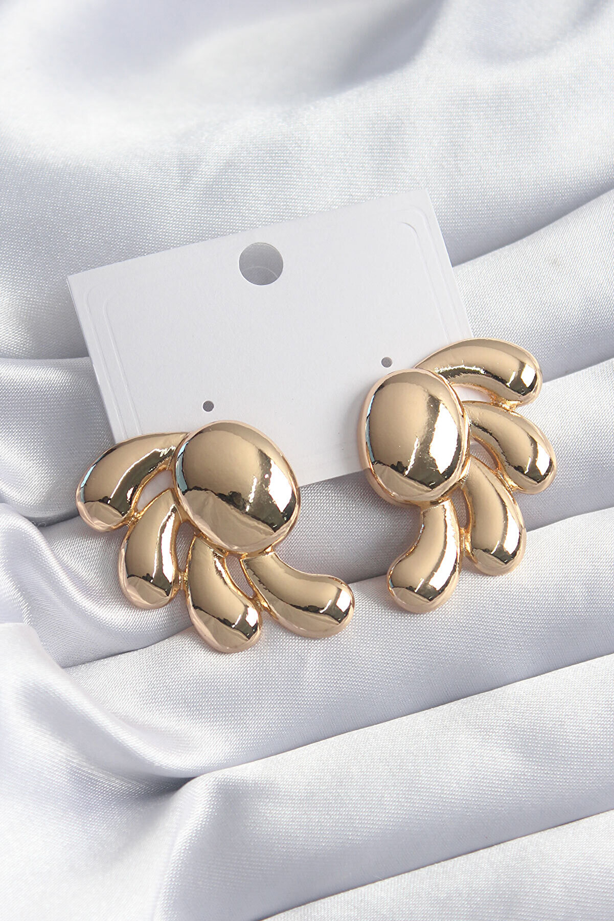 Toptan Bulurum Pirinç Gold Renk Kadın Küpe