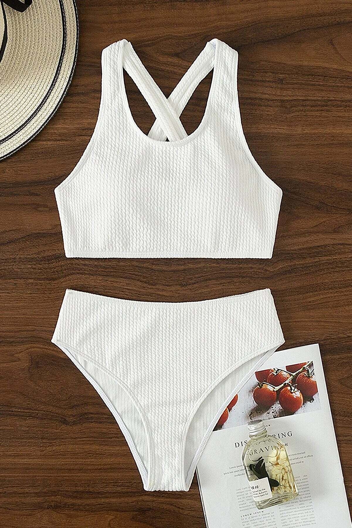 Ethab Ti̇caret Kadın Beyaz &Ccedil;apraz Sırt Detaylı I&ccedil; &Ccedil;amaşır Takımı