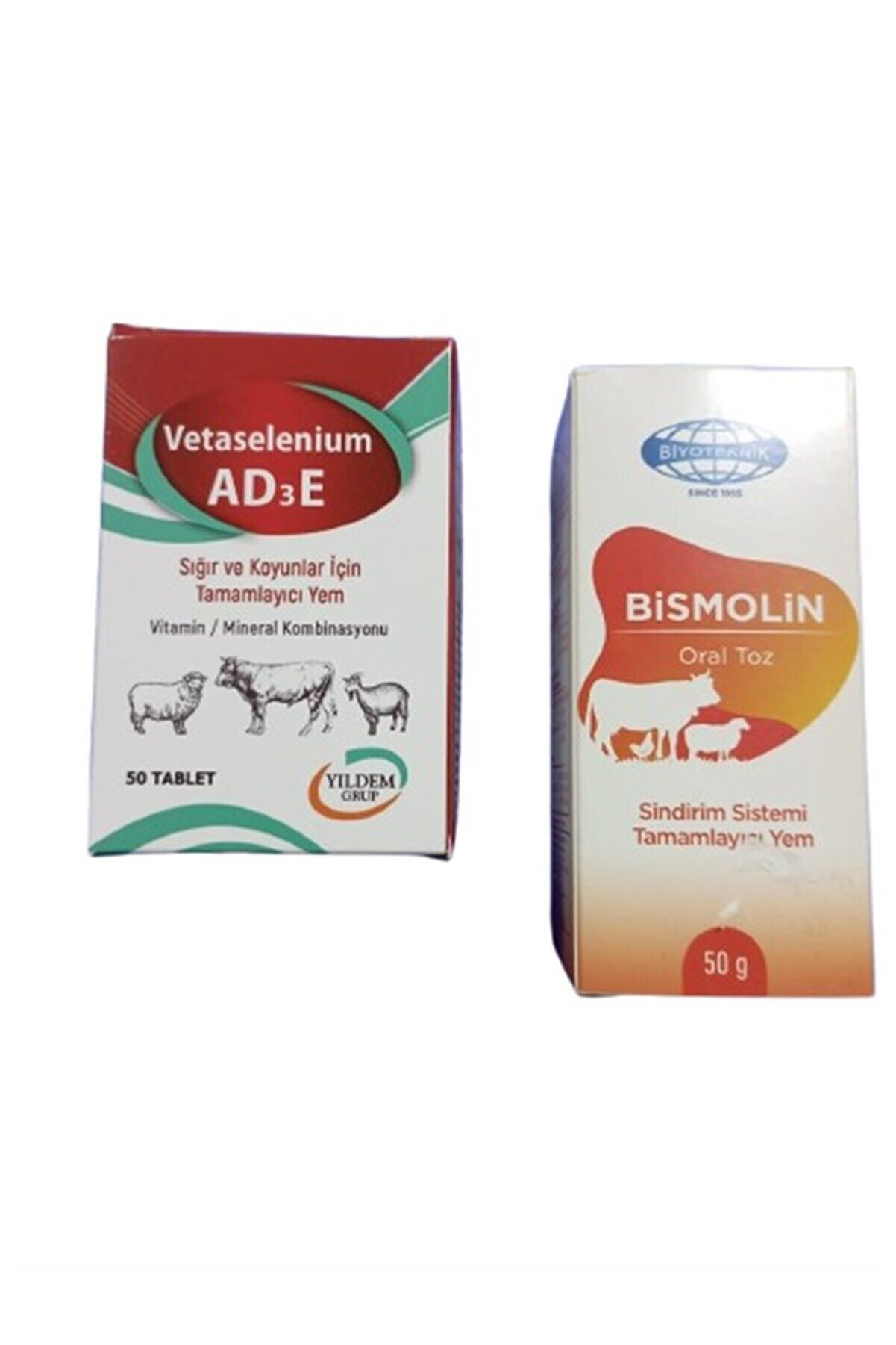 Yıldem B&uuml;y&uuml;kbaş Ve K&uuml;&ccedil;&uuml;kbaş Hayvanlarınız İ&ccedil;i̇n Vetaseleni̇um Ad3E 50 Tablet+ Bi̇smoli̇n 50 Gr