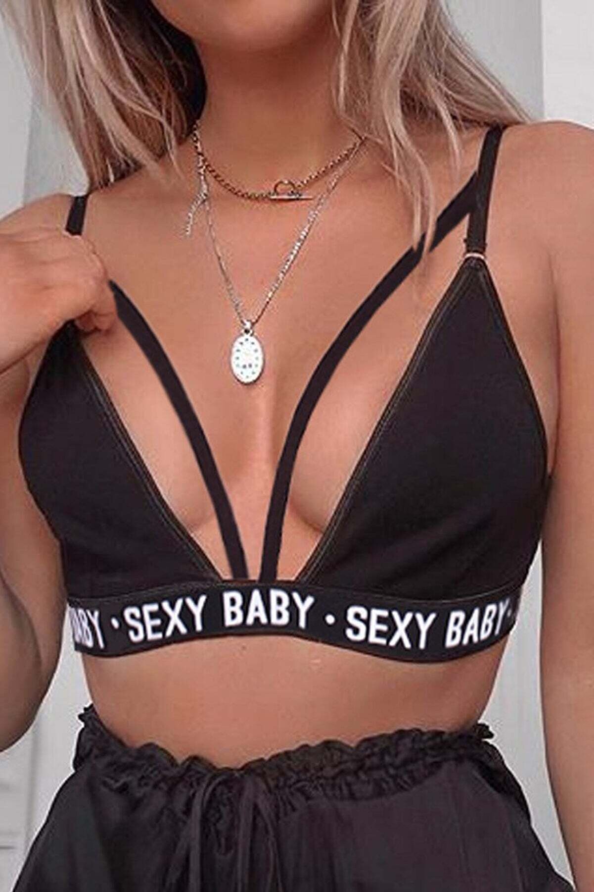 Ethab Ti̇caret Kadın Si̇yah Yazı Detaylı Ipli̇ S&uuml;tyen Takımı