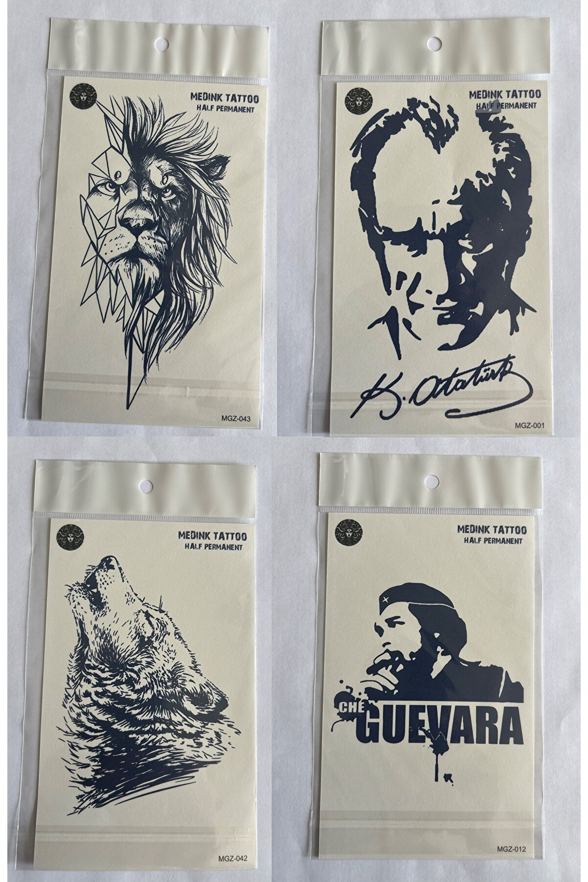 Ai̇rbrush Tattoo Ata 4 Adet Bi̇rden3 Hafta Kalıcı Ge&ccedil;i̇ci̇ Yapıştırma D&ouml;vme 18X11 Cm