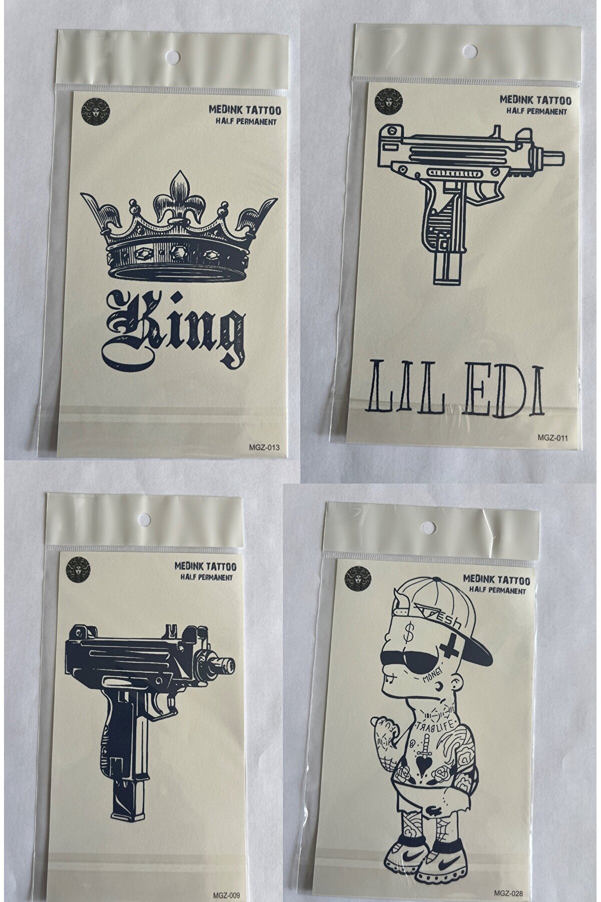 Ai̇rbrush Tattoo Kral 4 Adet Bi̇rden3 Hafta Kalıcı Geçi̇ci̇ Yapıştırma Dövme 18X11 Cm