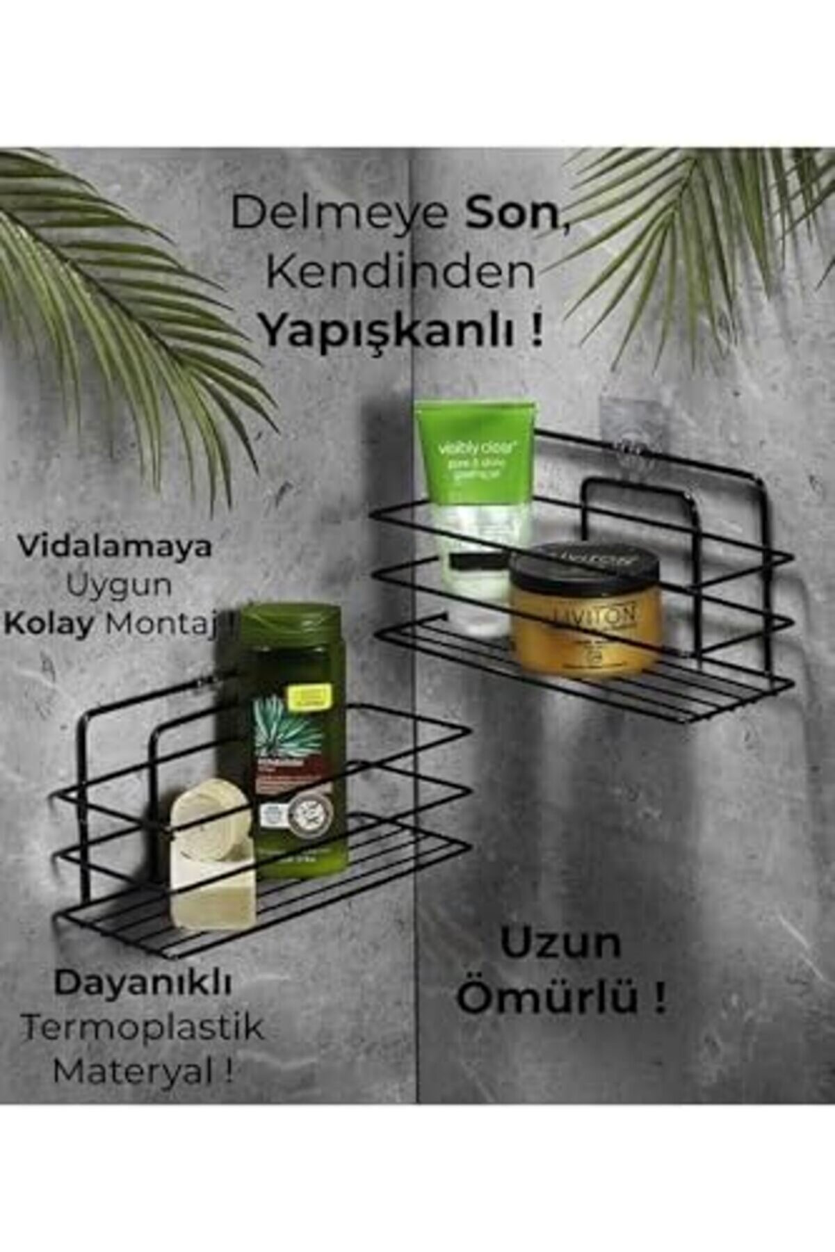 Oskyshopc Haus &Ouml;m&uuml;r Boyu Paslanmaz Yapışkanlı D&uuml;zenleyi̇ci̇ Şampuanlık Duş Rafı Si̇yah Tş-01 1 Adet New