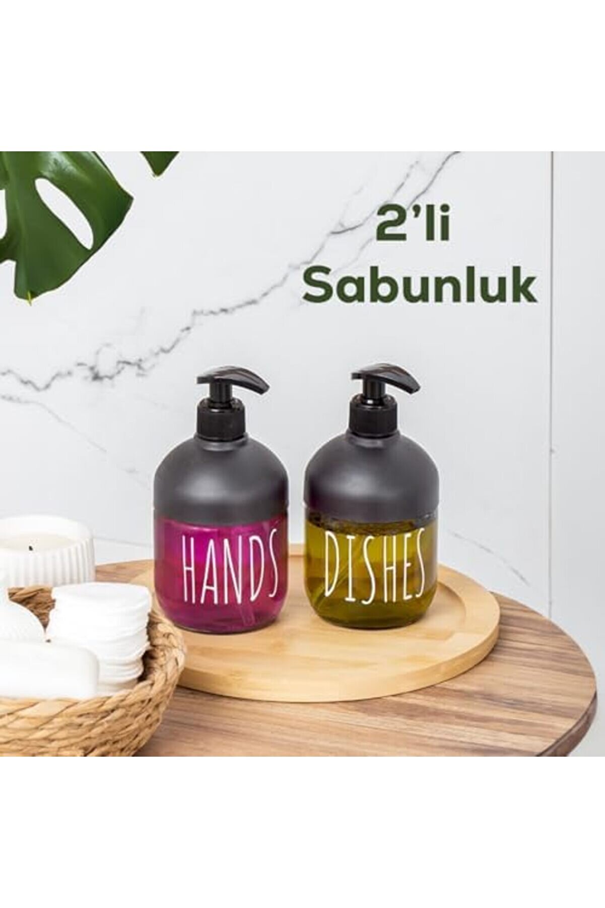 Snshop C-527 2 Li̇ Cool Sıvı Sabunluk Seti̇ - Mutfak-Banyo Tezgah Üstü Temi̇zli̇k Seti̇ - Antrasi̇t Ca
